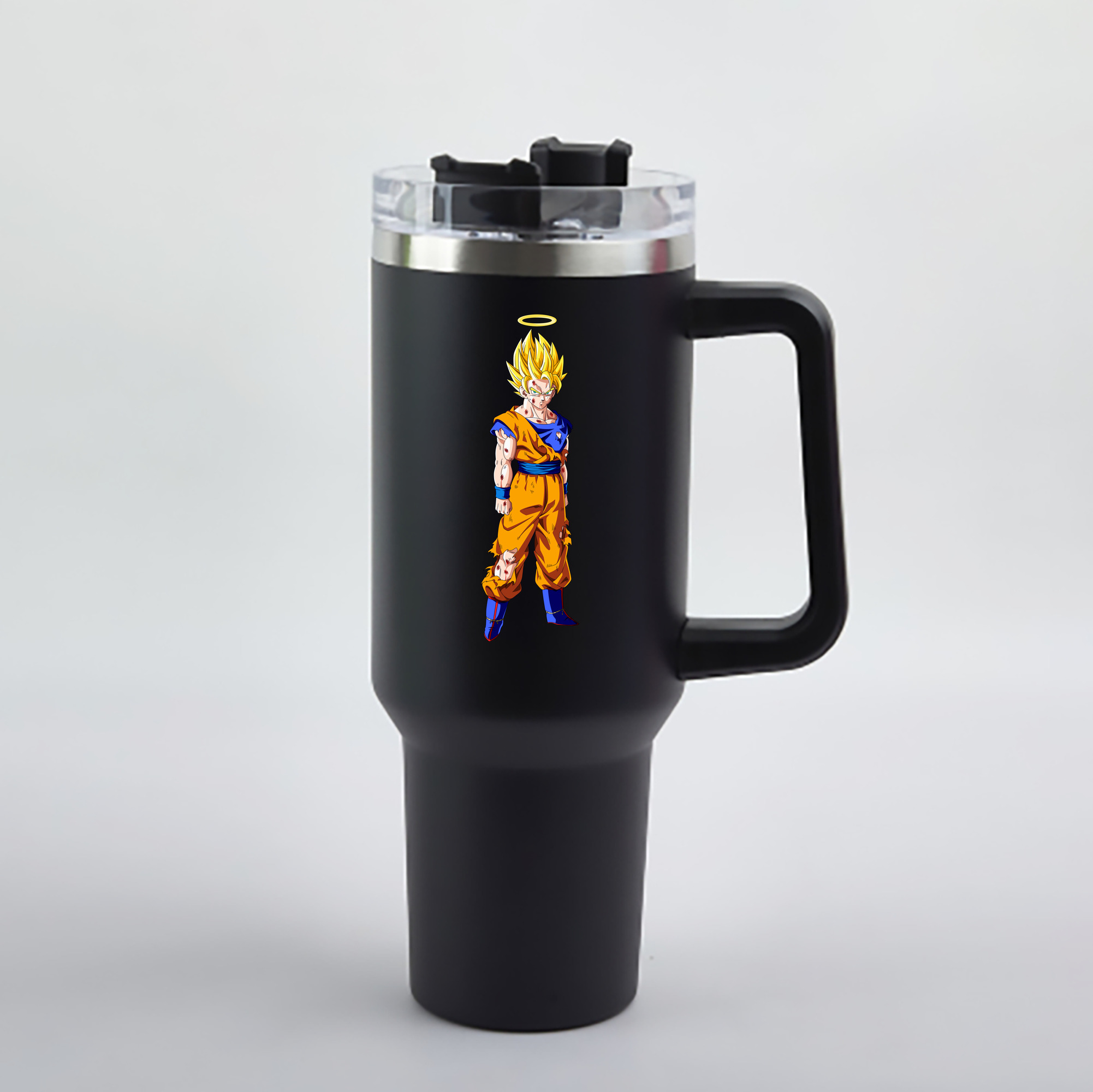 （画像用） ドラゴンボール 孫悟空（そん ごくう）Son Goku カカロット DRAGON BALL Kakarotto 1200mL車用タンブラー - クリスタルステッカー（プラスチックストロー付き）