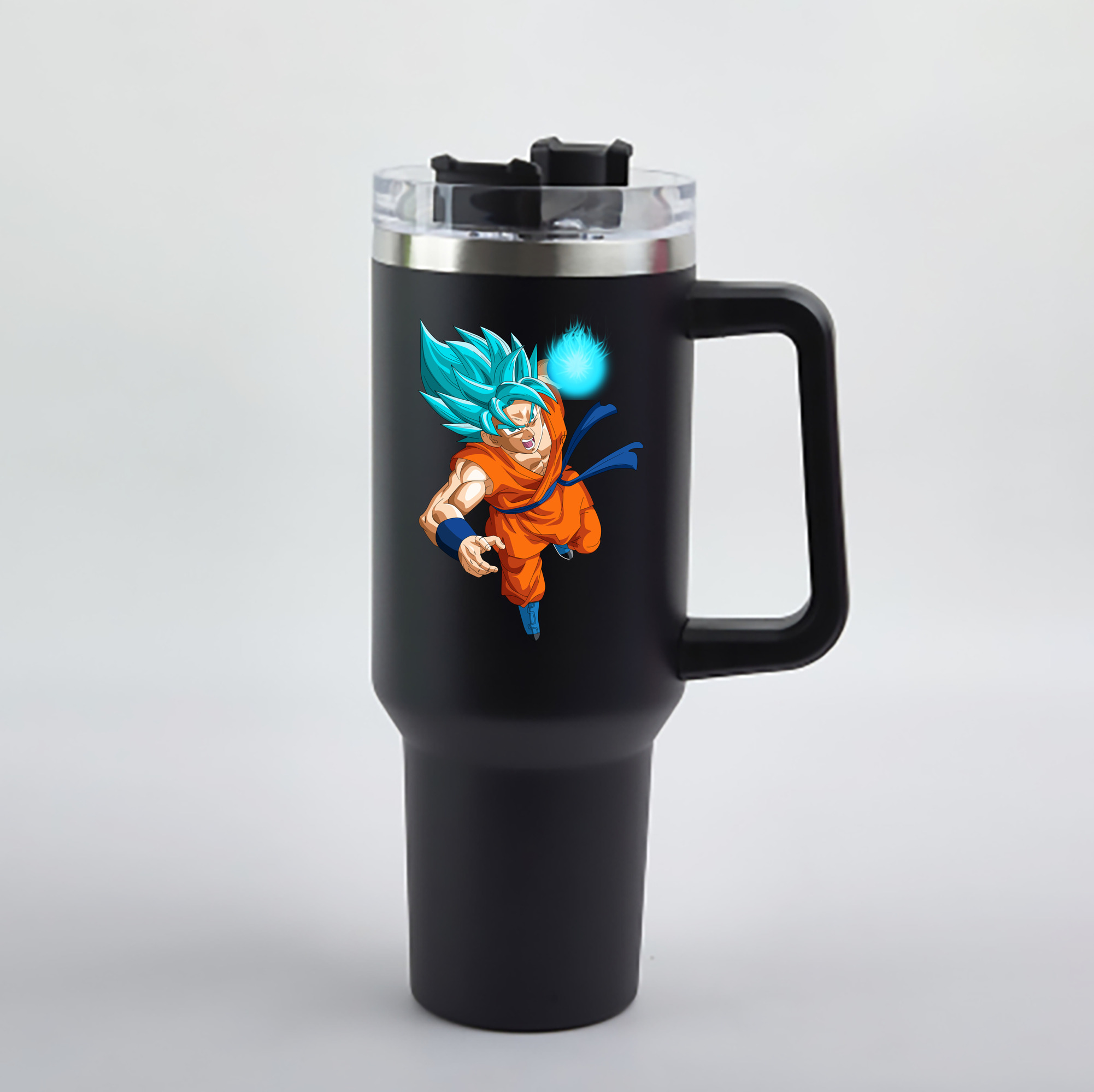（画像用） ドラゴンボール 孫悟空（そん ごくう）Son Goku カカロット DRAGON BALL Kakarotto 1200mL車用タンブラー - クリスタルステッカー（プラスチックストロー付き）
