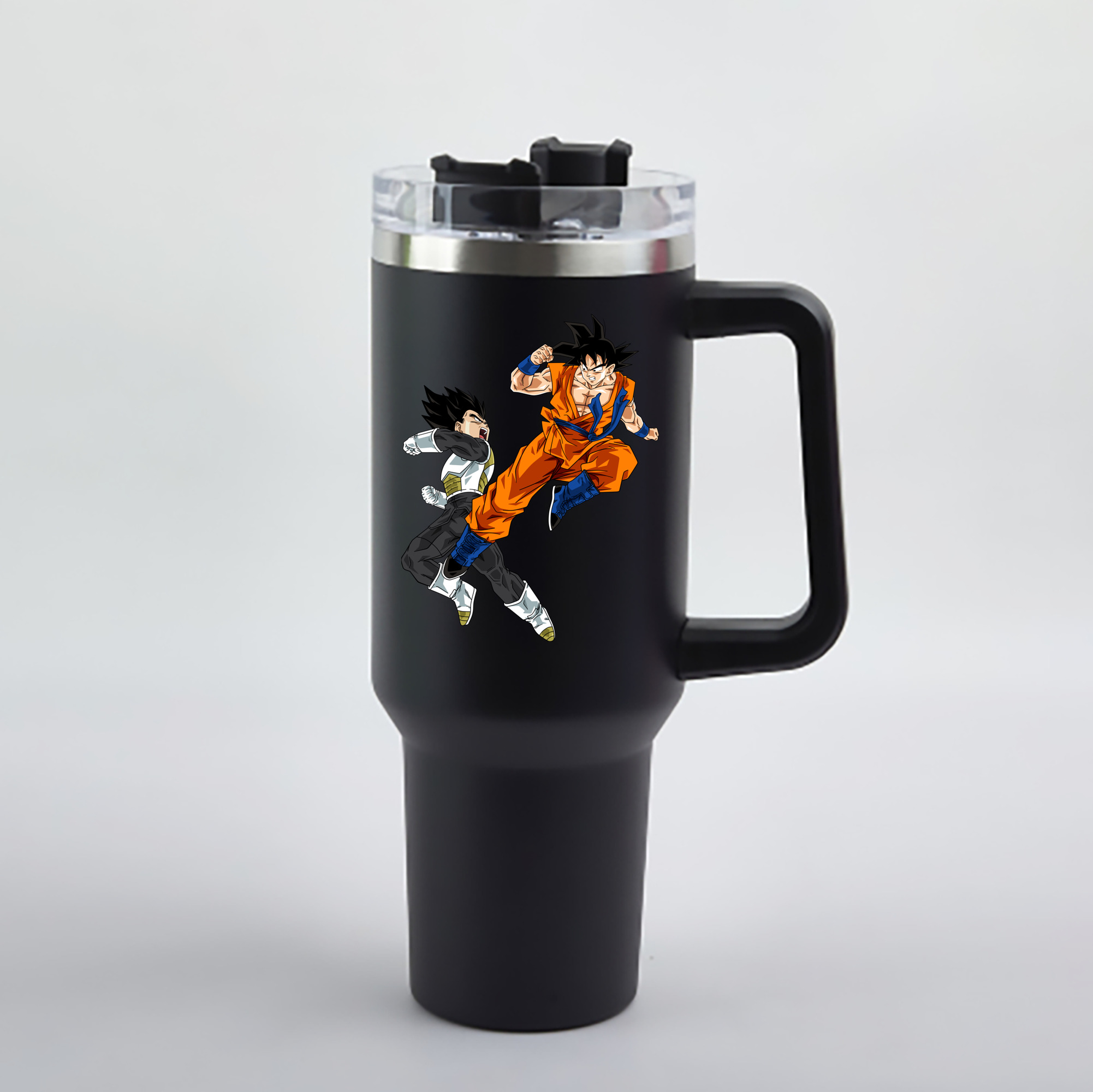 （画像用） ドラゴンボール 孫悟空（そん ごくう）Son Goku カカロット DRAGON BALL Kakarotto 1200mL車用タンブラー - クリスタルステッカー（プラスチックストロー付き）