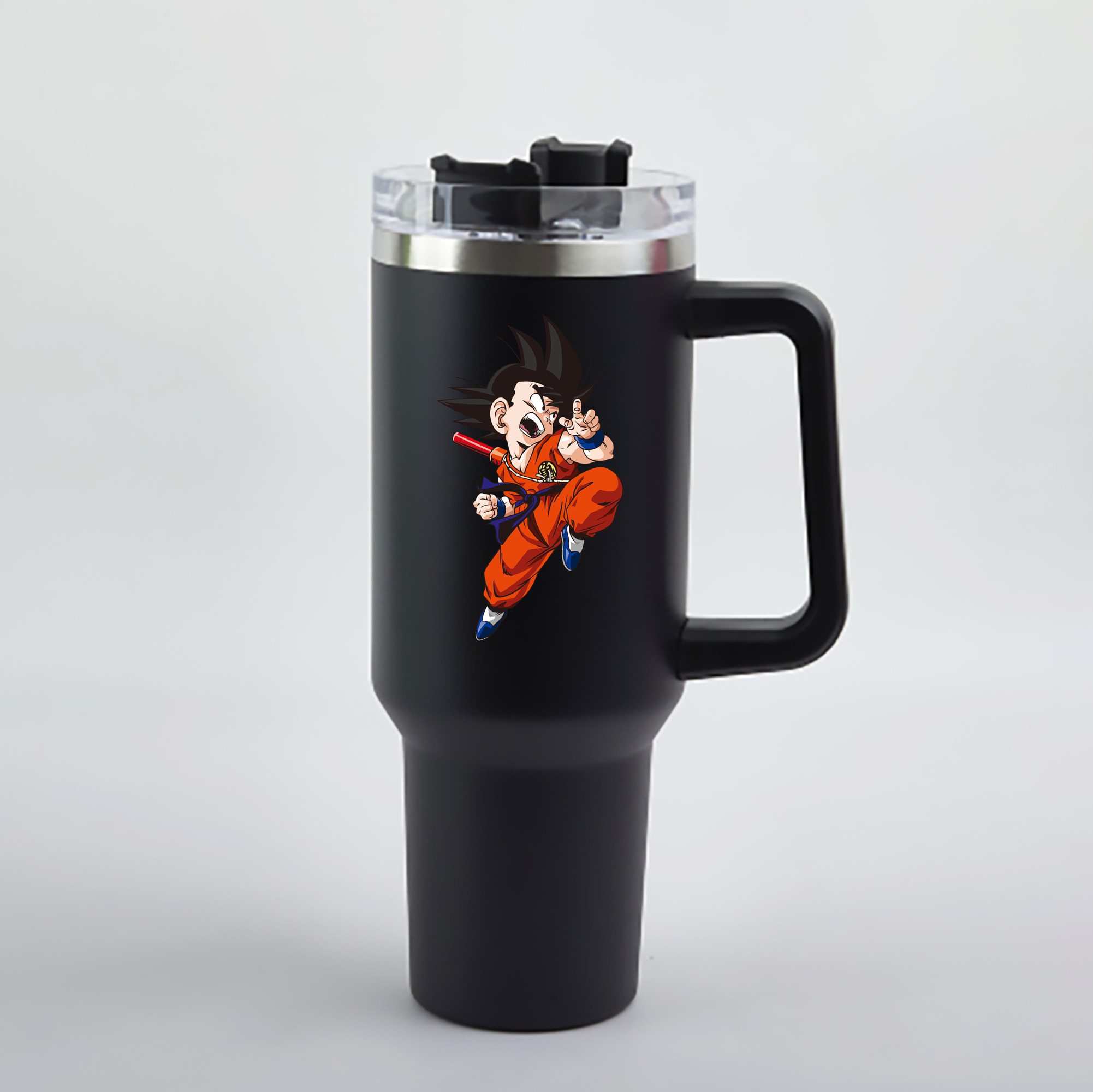 （画像用） ドラゴンボール 孫悟空（そん ごくう）Son Goku カカロット DRAGON BALL Kakarotto 1200mL車用タンブラー - クリスタルステッカー（プラスチックストロー付き）