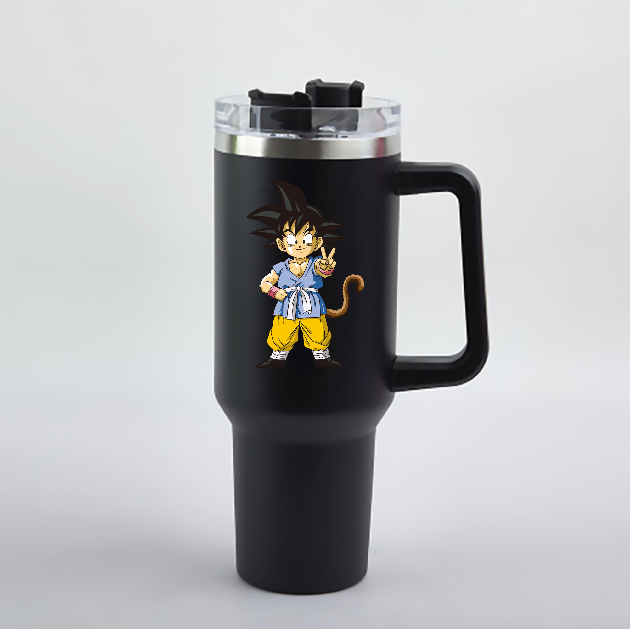 （画像用） ドラゴンボール 孫悟空（そん ごくう）Son Goku カカロット DRAGON BALL Kakarotto 1200mL車用タンブラー - クリスタルステッカー（プラスチックストロー付き）