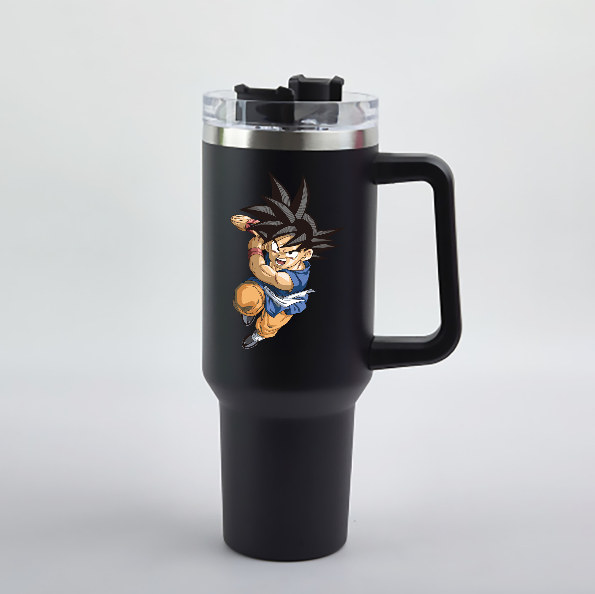 （画像用） ドラゴンボール 孫悟空（そん ごくう）Son Goku カカロット DRAGON BALL Kakarotto 1200mL車用タンブラー - クリスタルステッカー（プラスチックストロー付き）