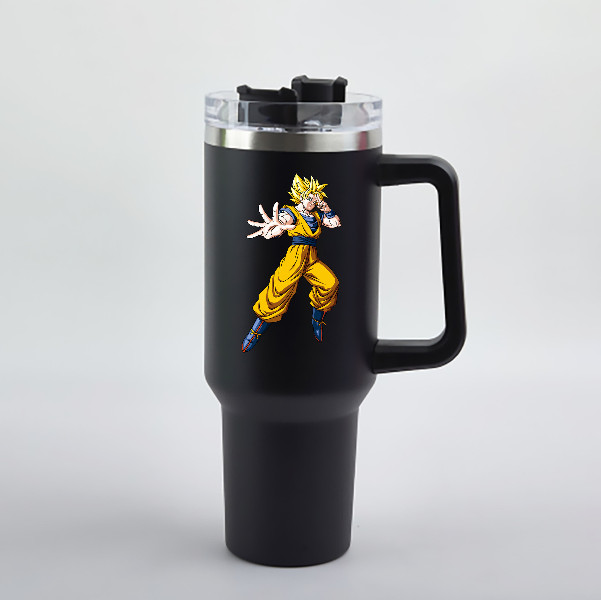 （画像用） ドラゴンボール 孫悟空（そん ごくう）Son Goku カカロット DRAGON BALL Kakarotto 1200mL車用タンブラー - クリスタルステッカー（プラスチックストロー付き）