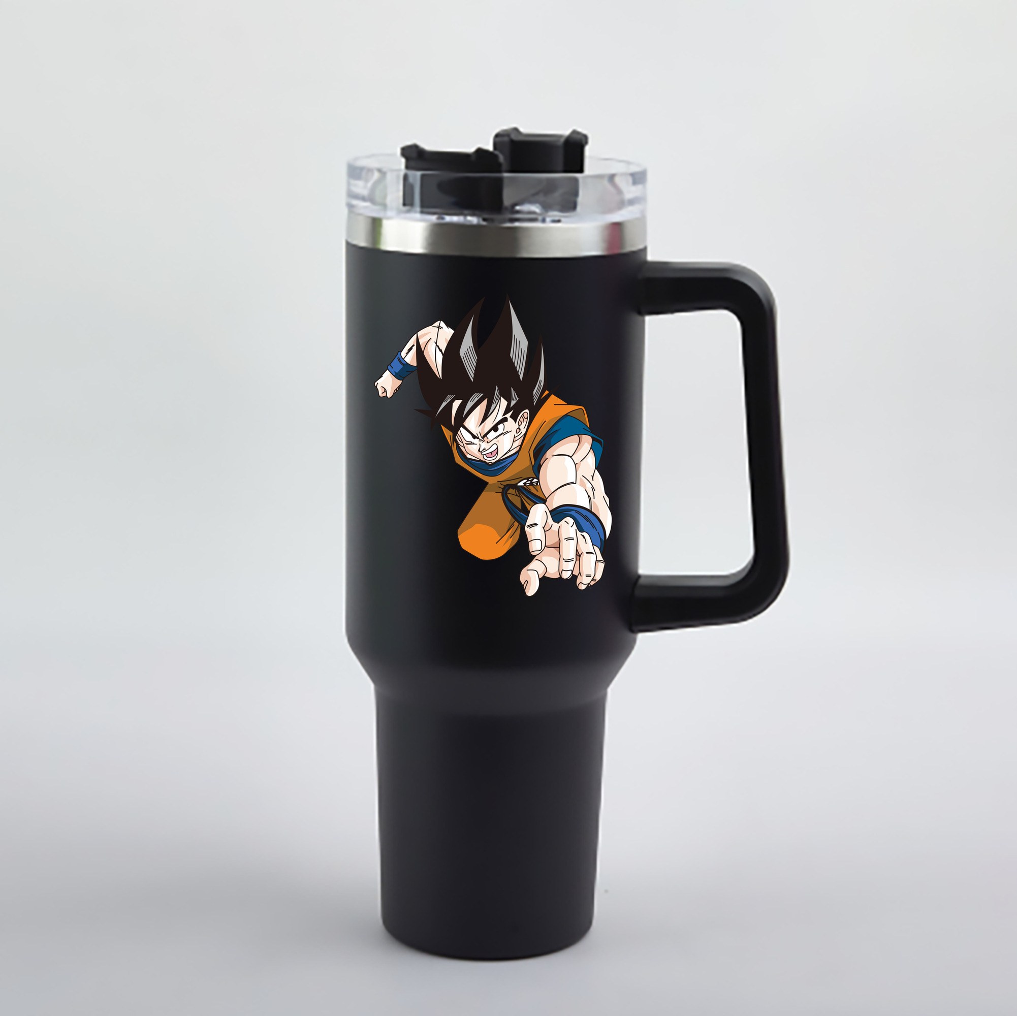 （画像用） ドラゴンボール 孫悟空（そん ごくう）Son Goku カカロット DRAGON BALL Kakarotto 1200mL車用タンブラー - クリスタルステッカー（プラスチックストロー付き）