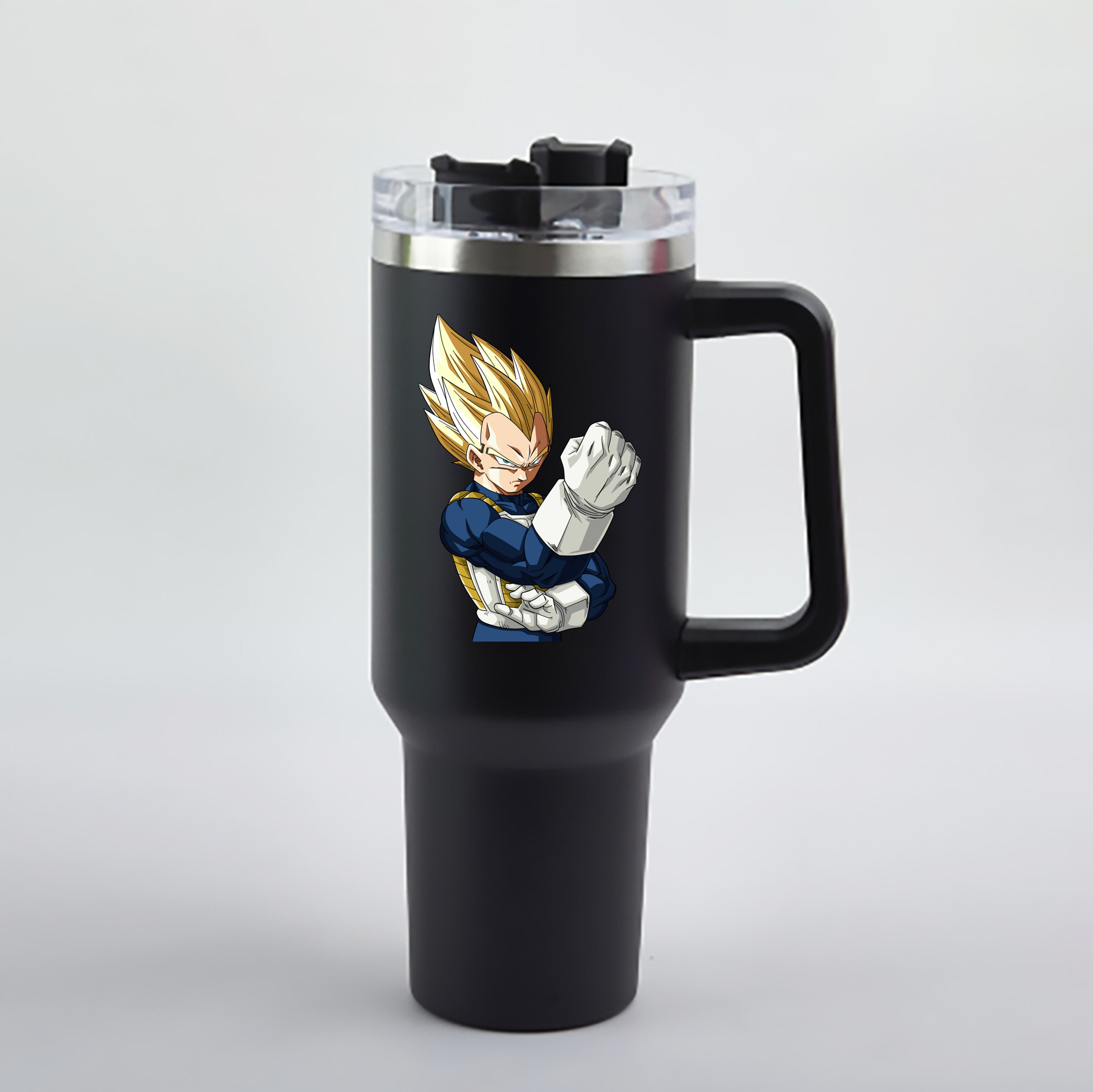 （画像用） ドラゴンボール ベジータ四世（Bejīta Yonsei）DRAGON BALL Vegeta IV 1200mL車用タンブラー - クリスタルステッカー（プラスチックストロー付き）