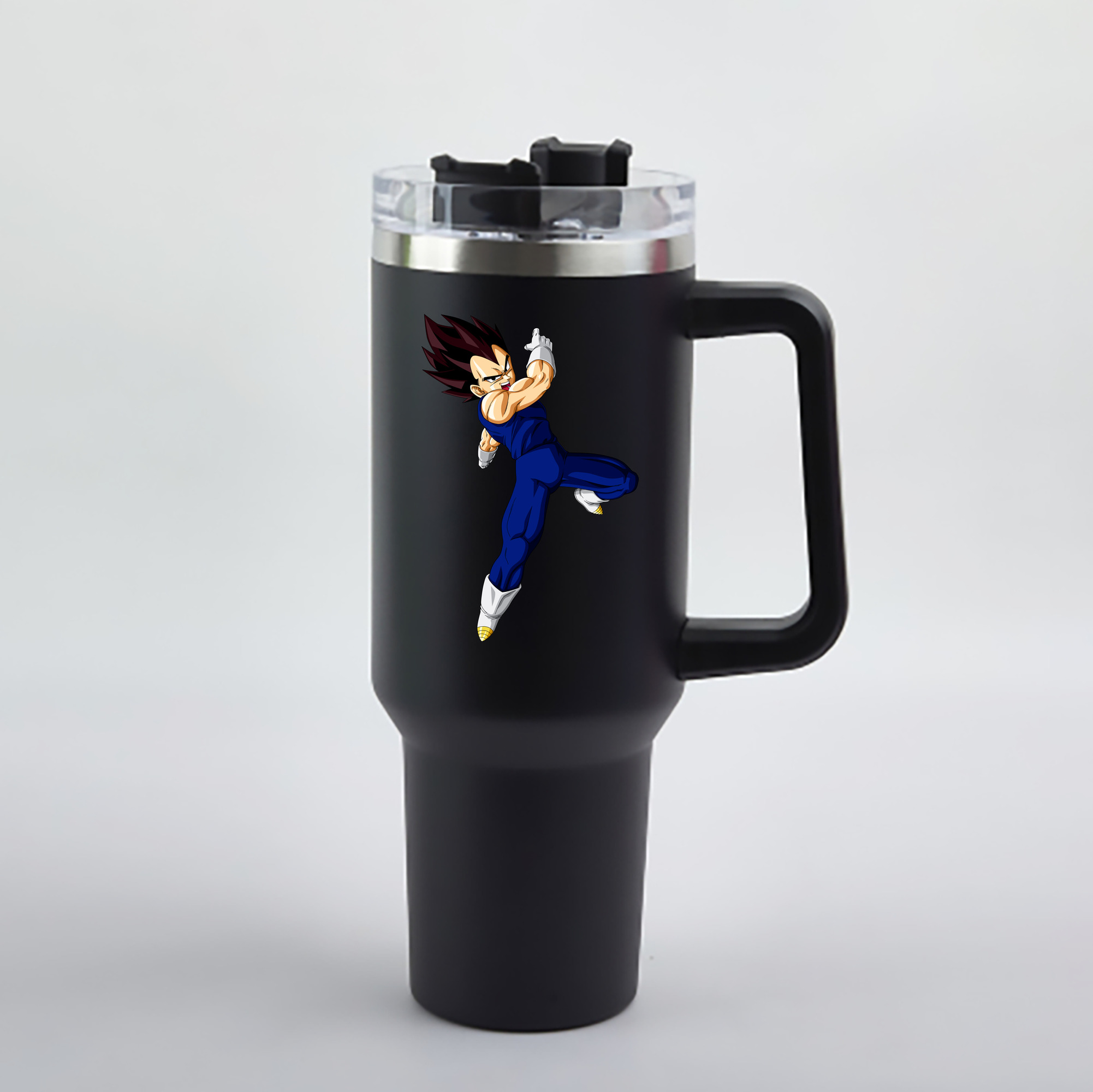 （画像用） ドラゴンボール ベジータ四世（Bejīta Yonsei）DRAGON BALL Vegeta IV 1200mL車用タンブラー - クリスタルステッカー（プラスチックストロー付き）