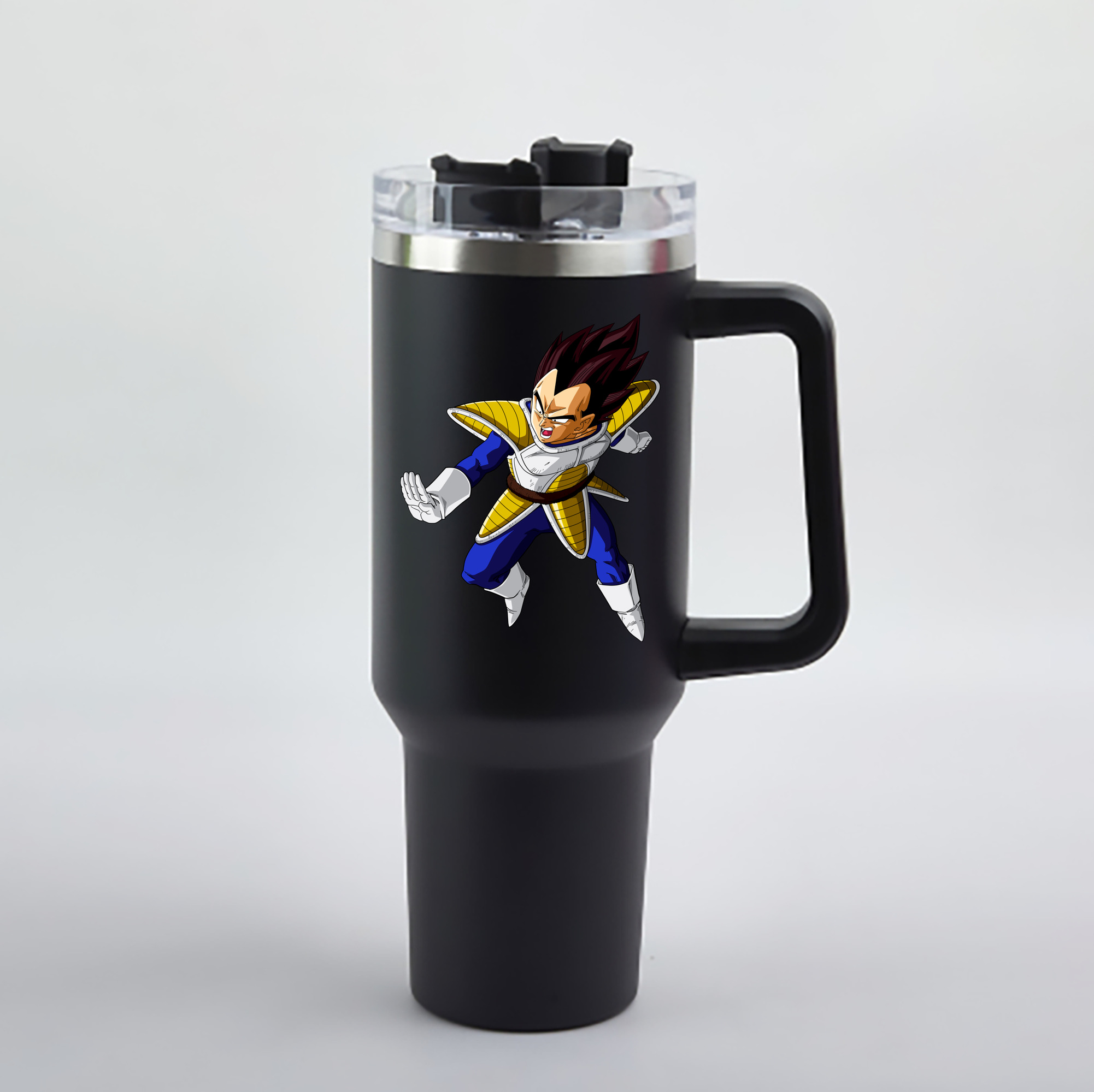 （画像用） ドラゴンボール ベジータ四世（Bejīta Yonsei）DRAGON BALL Vegeta IV 1200mL車用タンブラー - クリスタルステッカー（プラスチックストロー付き）