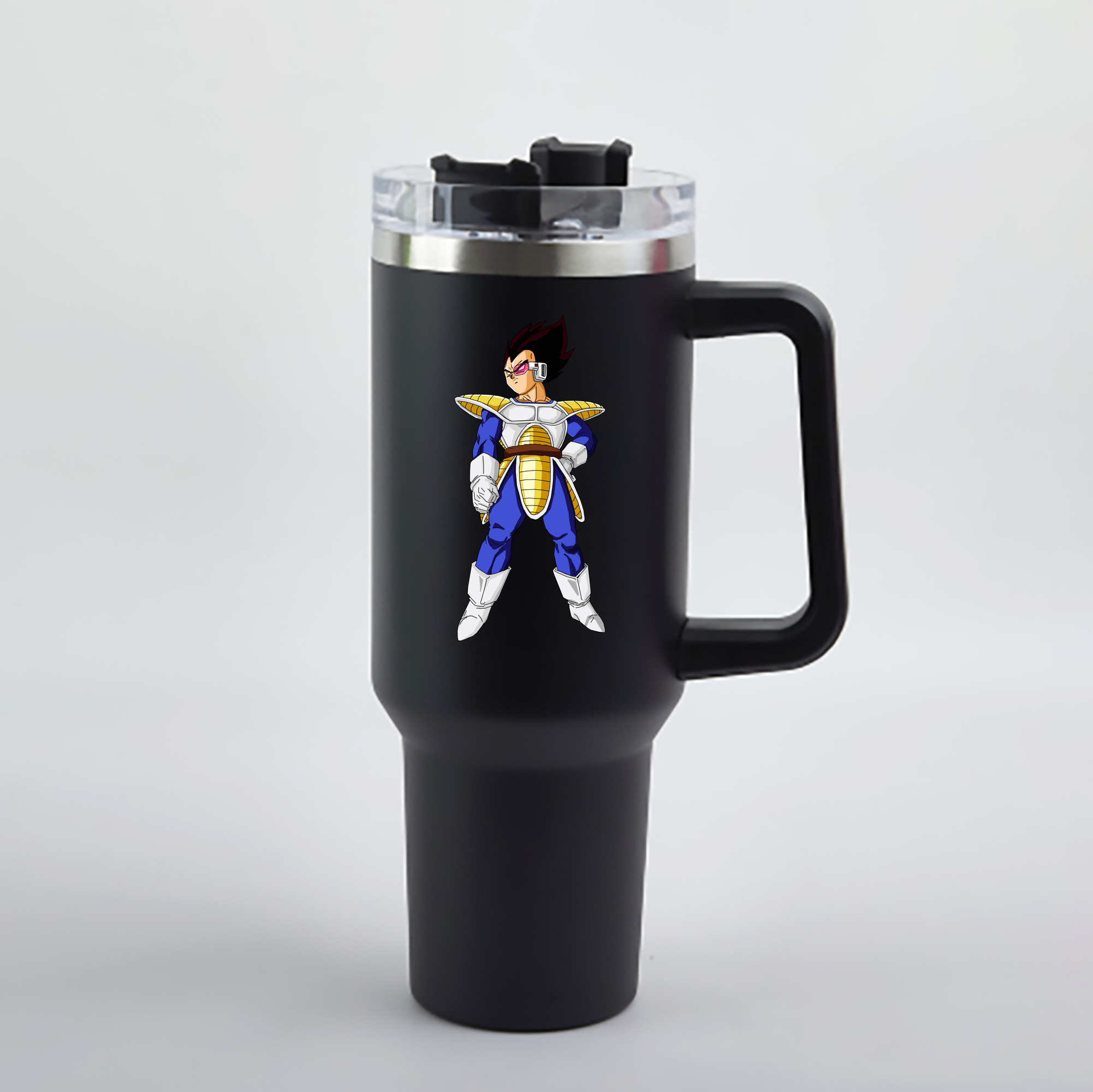 （画像用） ドラゴンボール ベジータ四世（Bejīta Yonsei）DRAGON BALL Vegeta IV 1200mL車用タンブラー - クリスタルステッカー（プラスチックストロー付き）