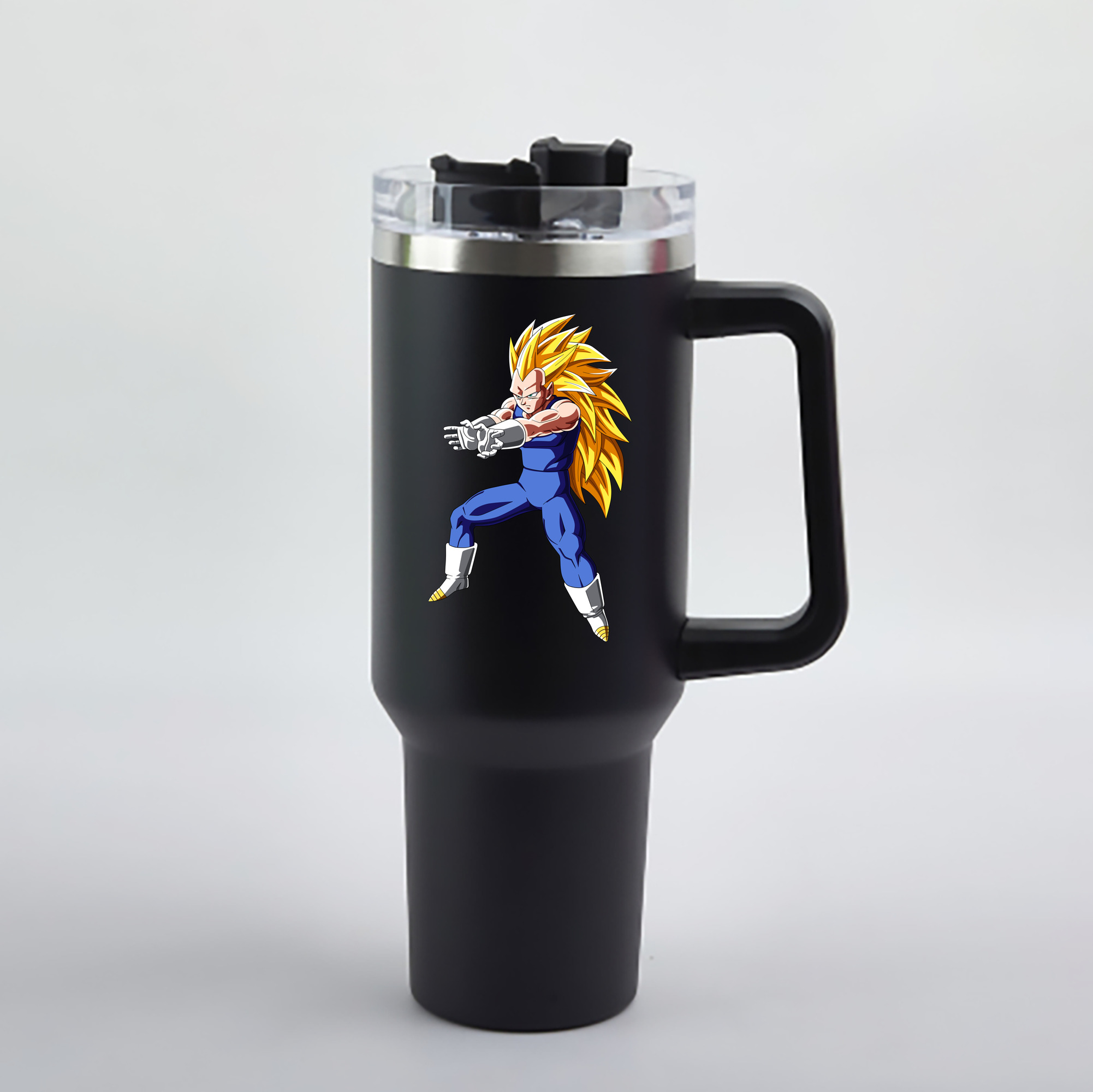 （画像用） ドラゴンボール ベジータ四世（Bejīta Yonsei）DRAGON BALL Vegeta IV 1200mL車用タンブラー - クリスタルステッカー（プラスチックストロー付き）