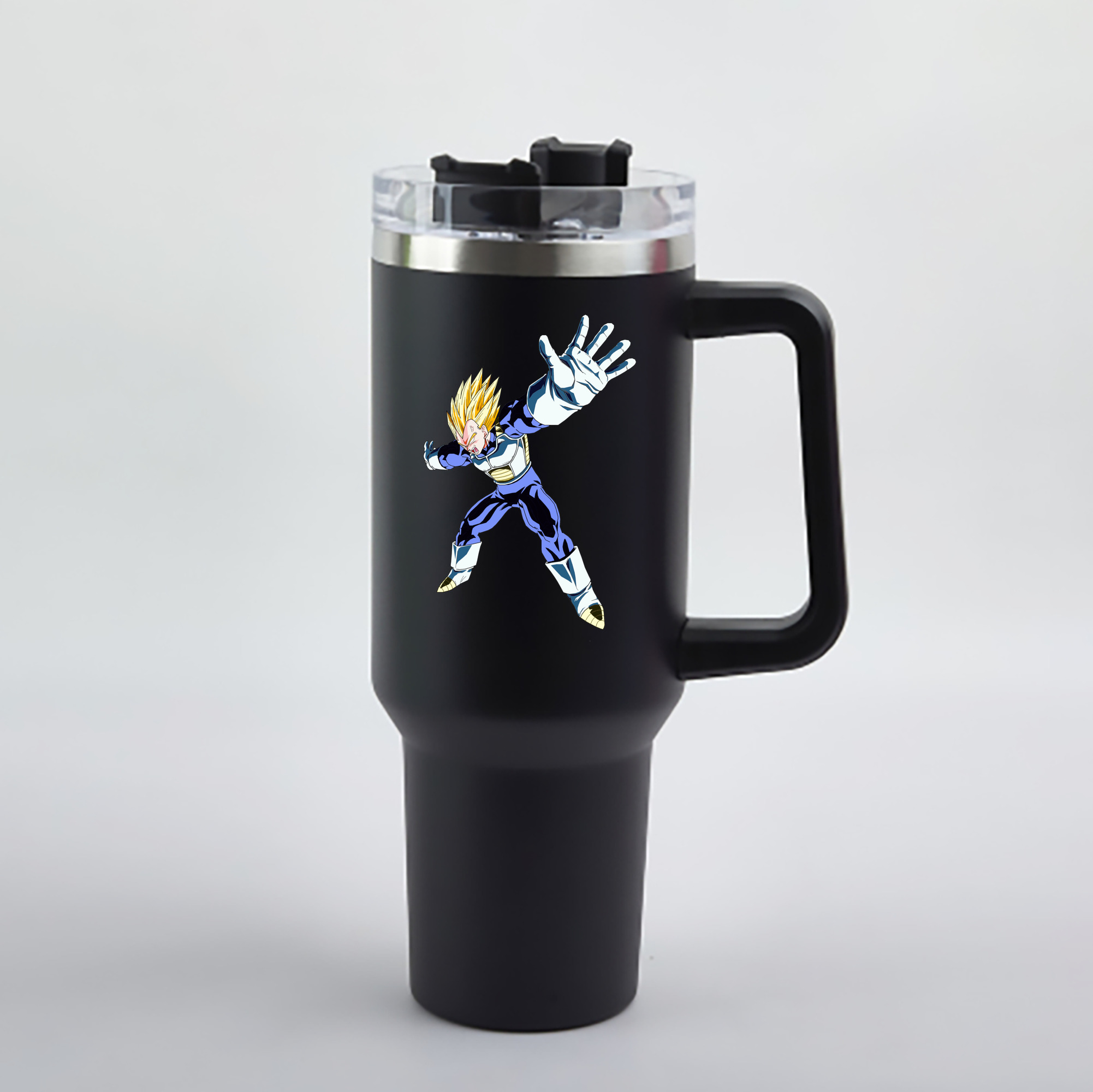 （画像用） ドラゴンボール ベジータ四世（Bejīta Yonsei）DRAGON BALL Vegeta IV 1200mL車用タンブラー - クリスタルステッカー（プラスチックストロー付き）