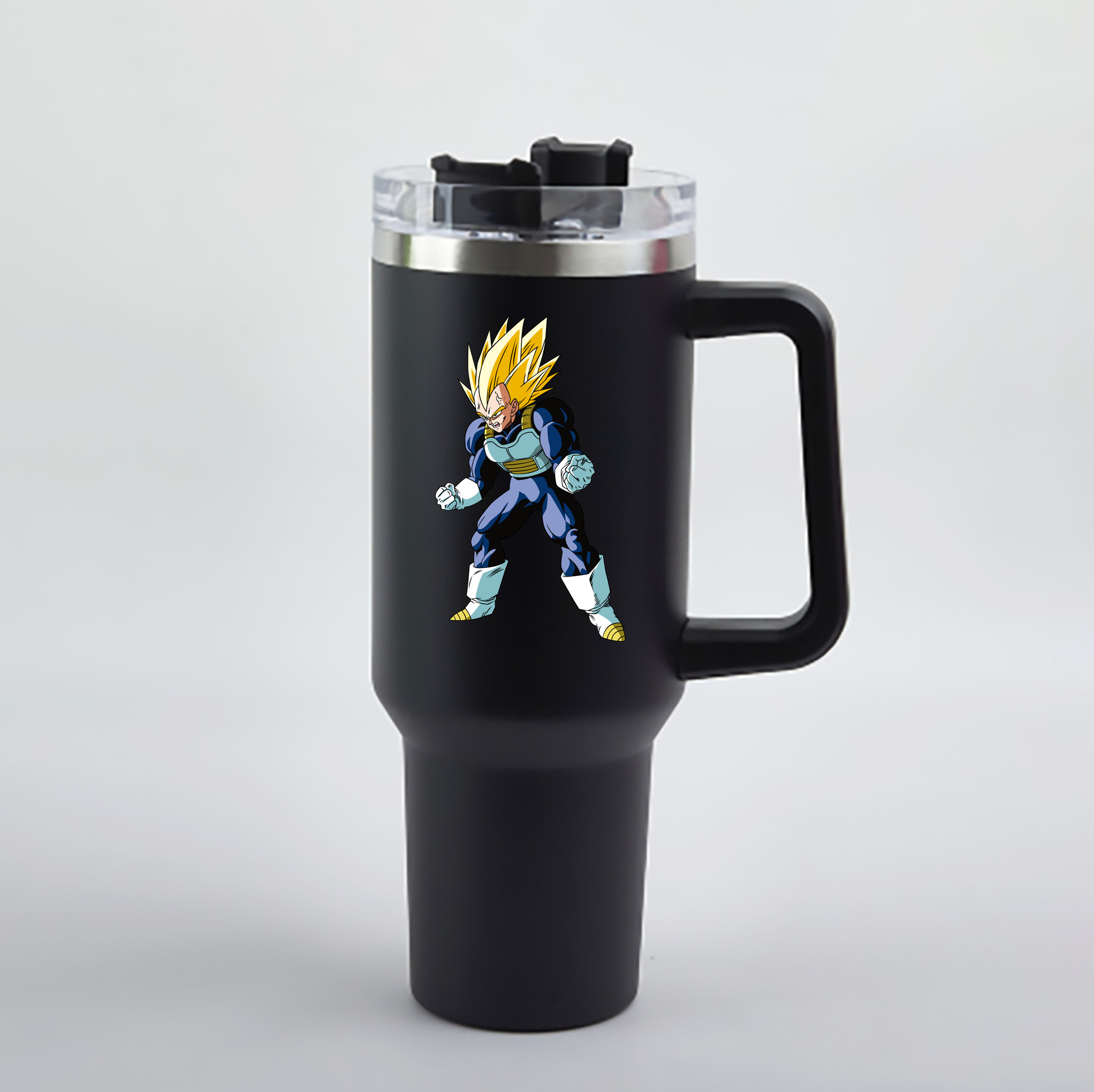 （画像用） ドラゴンボール ベジータ四世（Bejīta Yonsei）DRAGON BALL Vegeta IV 1200mL車用タンブラー - クリスタルステッカー（プラスチックストロー付き）