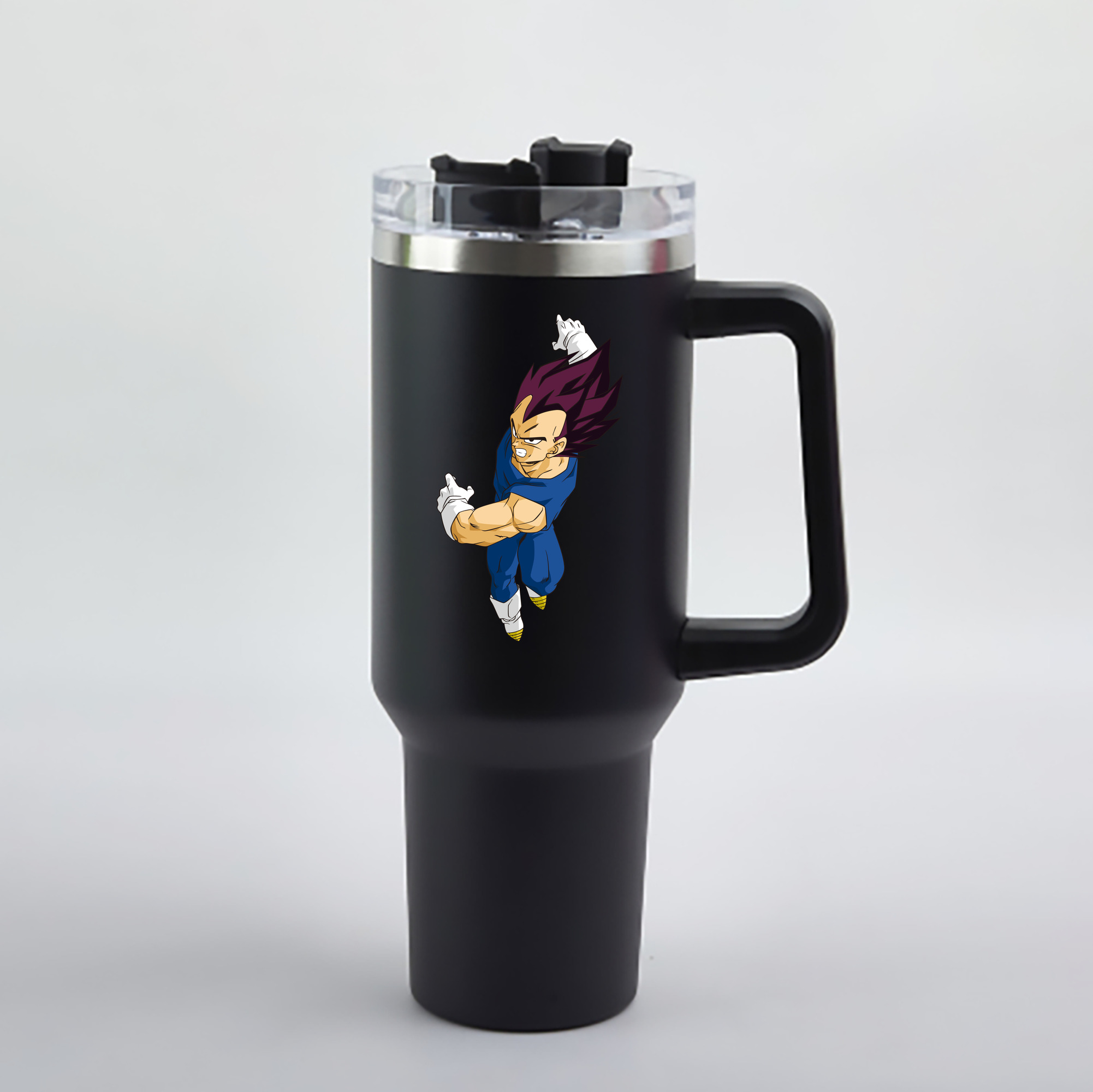 （画像用） ドラゴンボール ベジータ四世（Bejīta Yonsei）DRAGON BALL Vegeta IV 1200mL車用タンブラー - クリスタルステッカー（プラスチックストロー付き）