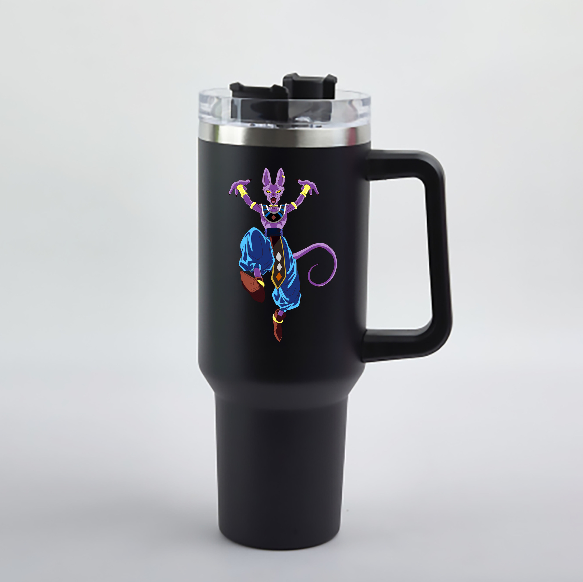 （画像用） ドラゴンボール ビルス 破壊神ビルス DRAGON BALL Beerus Birusu 1200mL車用タンブラー - クリスタルステッカー（プラスチックストロー付き）