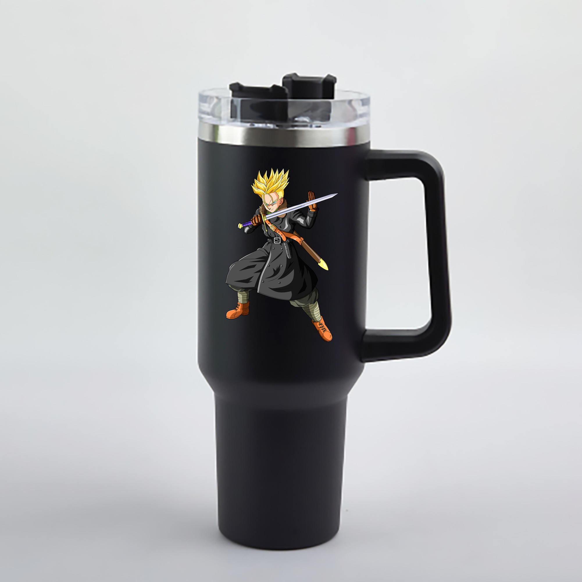 （画像用） ドラゴンボール トランクス（Torankusu）DRAGON BALL Trunks 1200mL車用タンブラー - クリスタルステッカー（プラスチックストロー付き）
