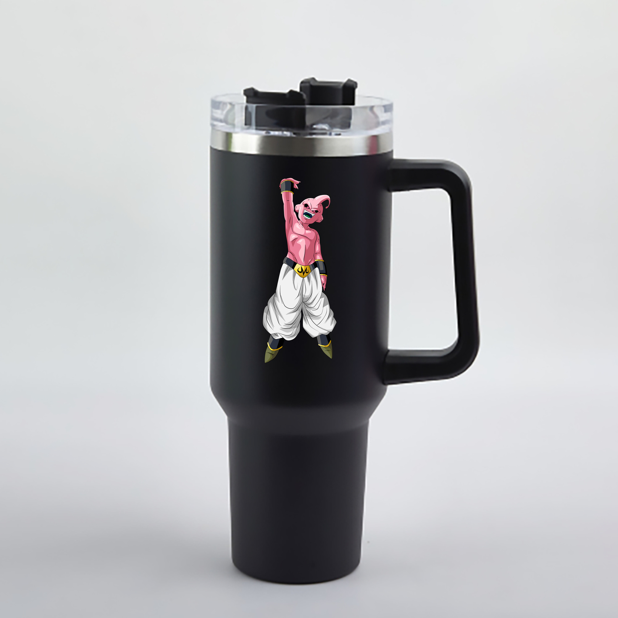（画像用） ドラゴンボール 魔人ブウ DRAGON BALL Majin Buu 1200mL車用タンブラー - クリスタルステッカー（プラスチックストロー付き）