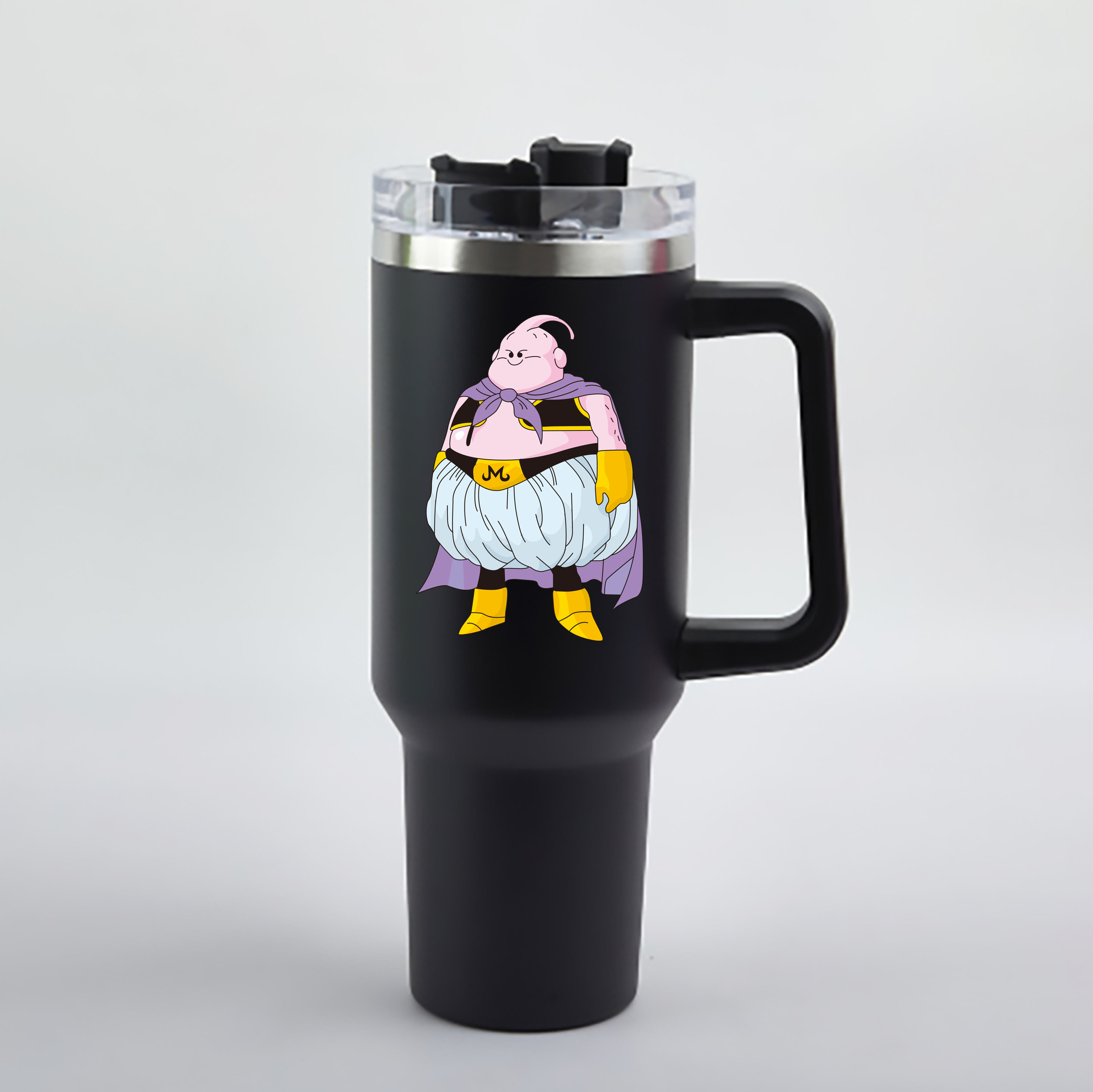 （画像用） ドラゴンボール 魔人ブウ DRAGON BALL Majin Buu 1200mL車用タンブラー - クリスタルステッカー（プラスチックストロー付き）