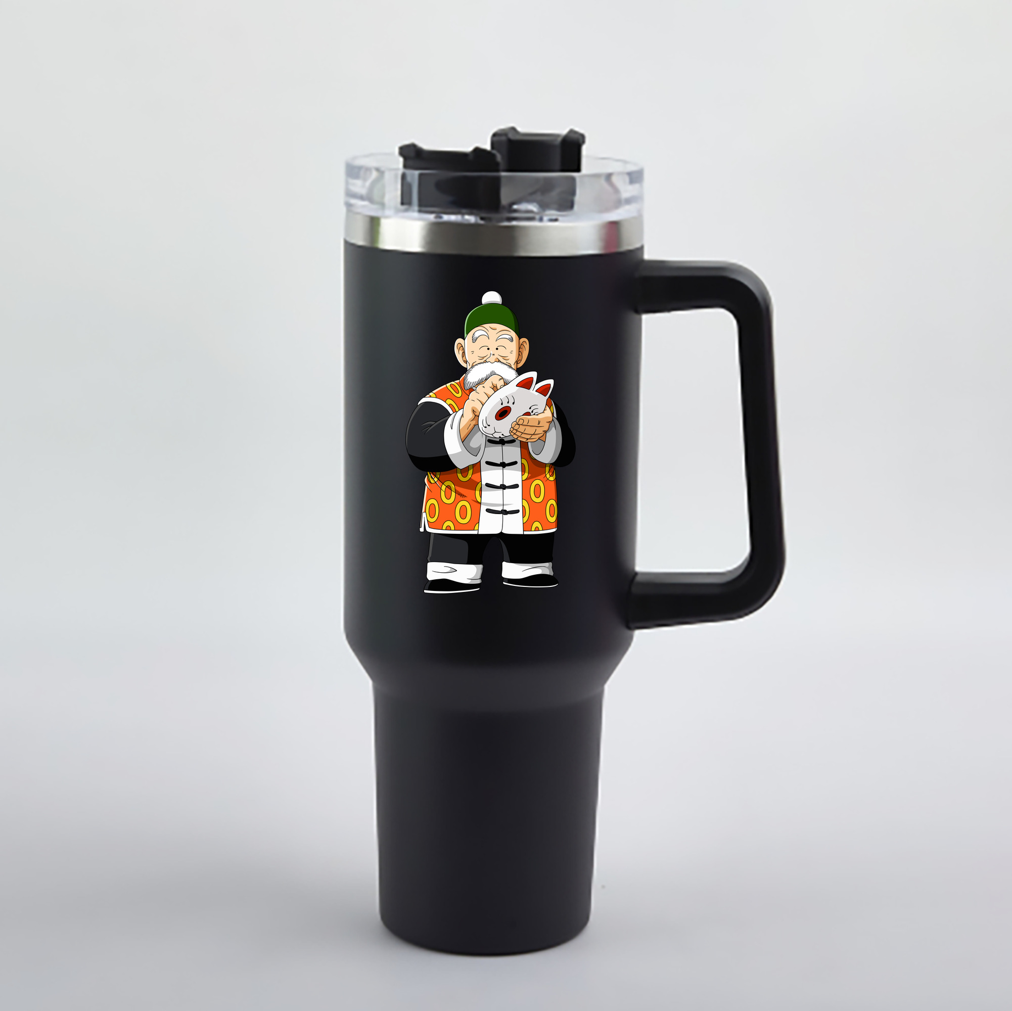 （画像用） ドラゴンボール 亀仙人（かめせんにん） DRAGON BALL Master Roshi Kame Sennin 1200mL車用タンブラー - クリスタルステッカー（プラスチックストロー付き）