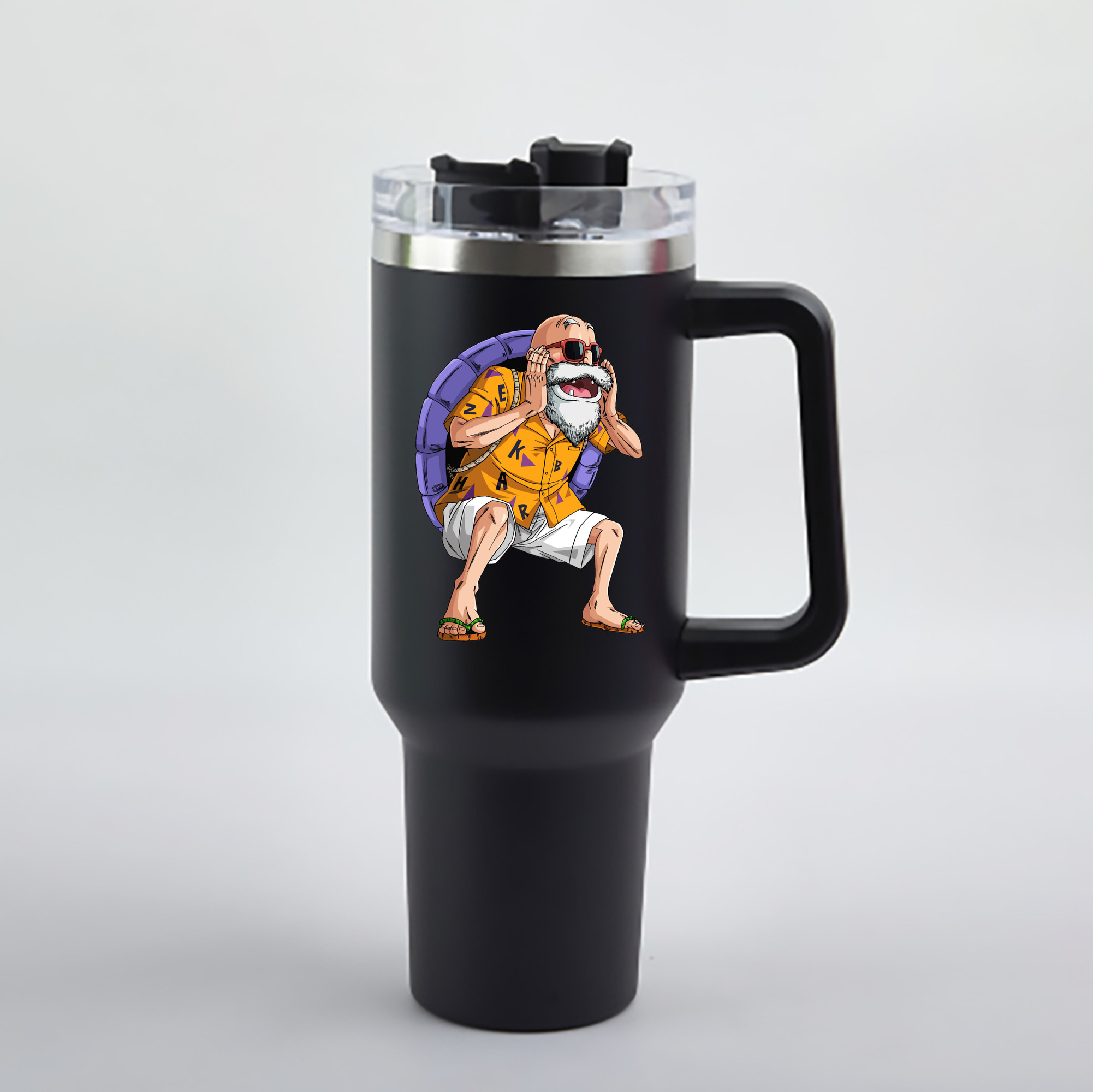 （画像用） ドラゴンボール 亀仙人（かめせんにん） DRAGON BALL Master Roshi Kame Sennin 1200mL車用タンブラー - クリスタルステッカー（プラスチックストロー付き）