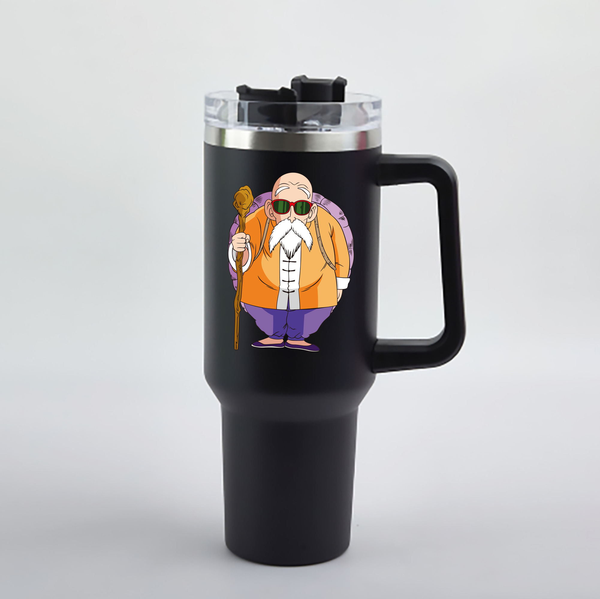 （画像用） ドラゴンボール 亀仙人（かめせんにん） DRAGON BALL Master Roshi Kame Sennin 1200mL車用タンブラー - クリスタルステッカー（プラスチックストロー付き）