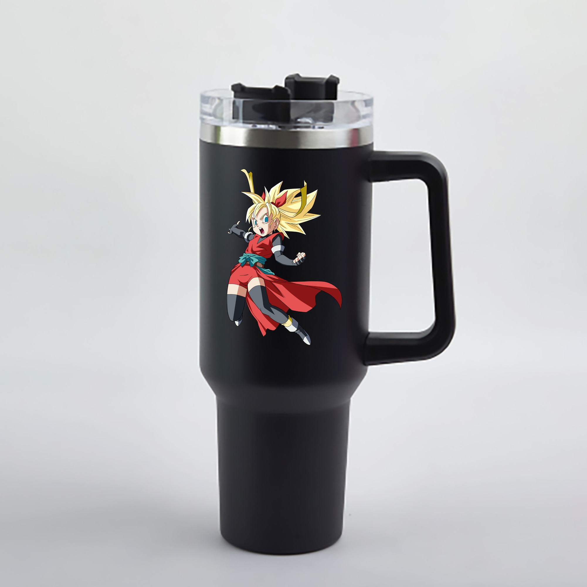 （画像用） ドラゴンボール カリフラ DRAGON BALL Caulifla 1200mL車用タンブラー - クリスタルステッカー（プラスチックストロー付き）