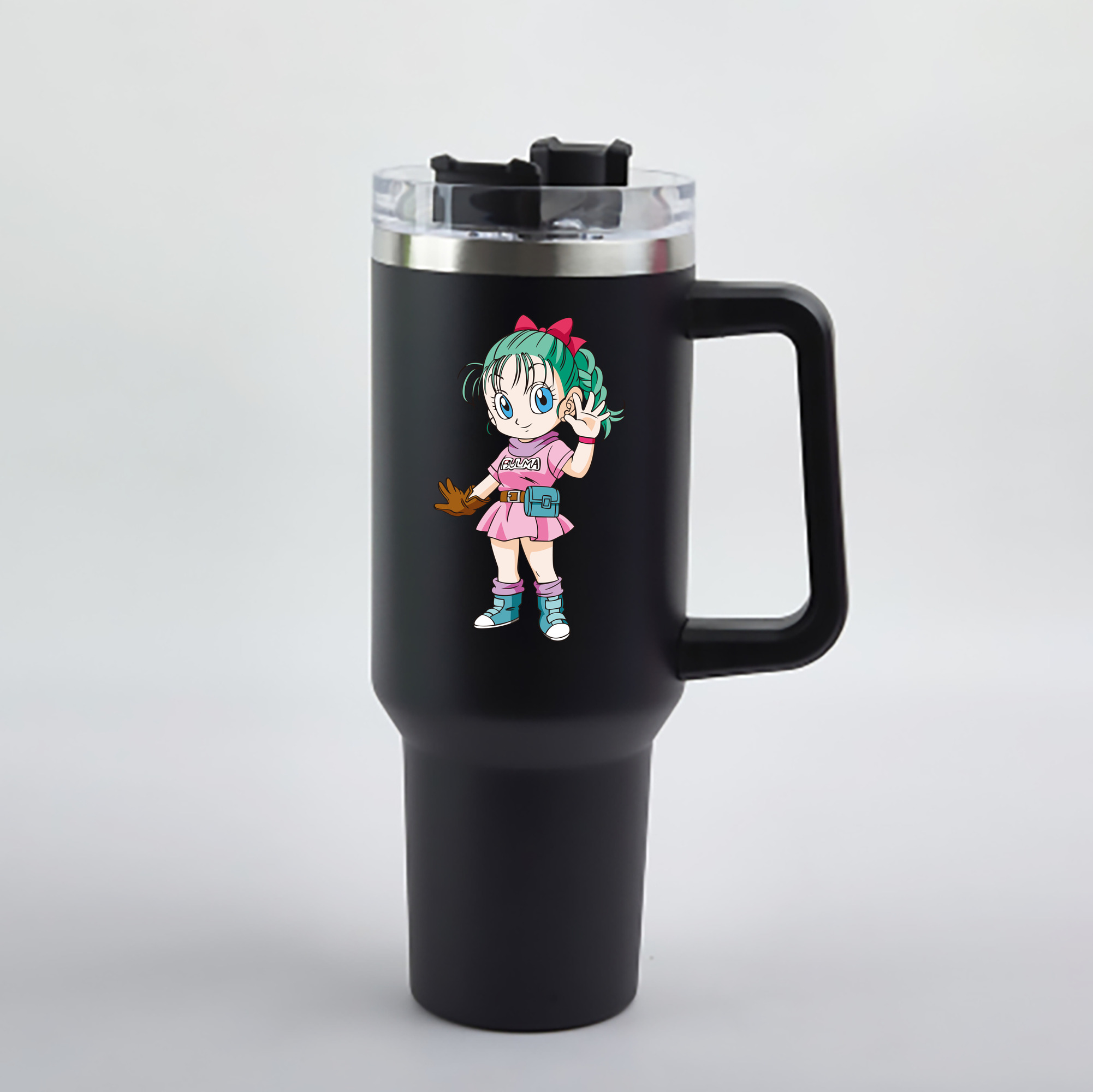 （画像用） ドラゴンボール ブルマ DRAGON BALL Bulma 1200mL車用タンブラー - クリスタルステッカー（プラスチックストロー付き）