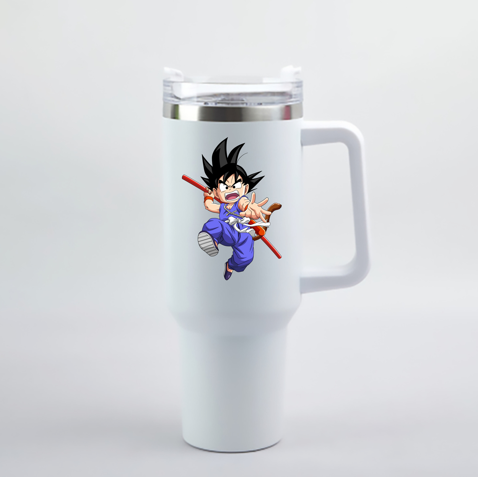 （画像用） ドラゴンボール 孫悟空（そん ごくう）Son Goku カカロット DRAGON BALL Kakarotto 1200mL車用タンブラー - クリスタルステッカー（プラスチックストロー付き）