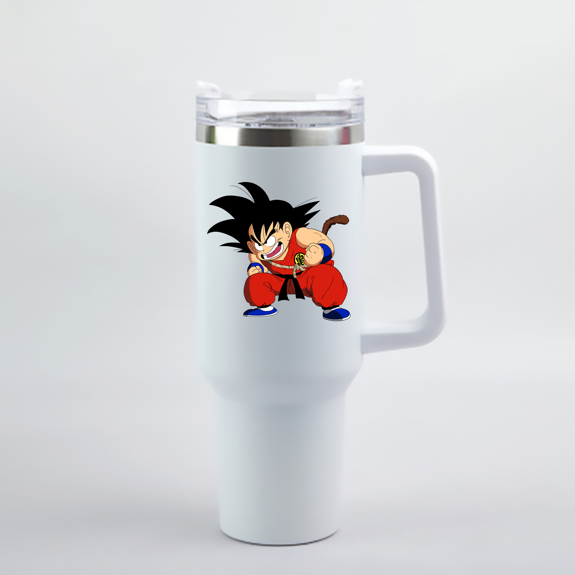 （画像用） ドラゴンボール 孫悟空（そん ごくう）Son Goku カカロット DRAGON BALL Kakarotto 1200mL車用タンブラー - クリスタルステッカー（プラスチックストロー付き）