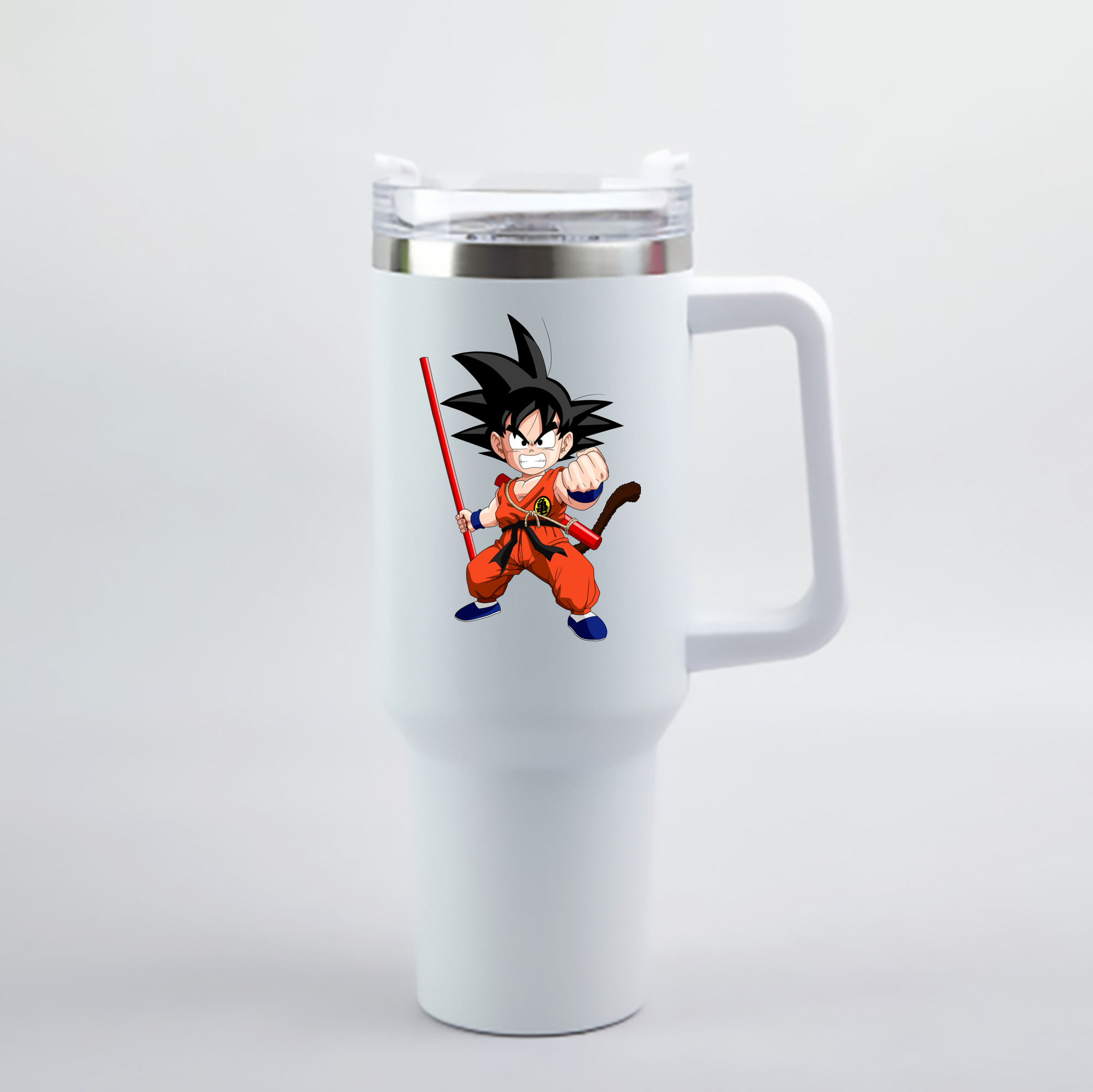 （画像用） ドラゴンボール 孫悟空（そん ごくう）Son Goku カカロット DRAGON BALL Kakarotto 1200mL車用タンブラー - クリスタルステッカー（プラスチックストロー付き）