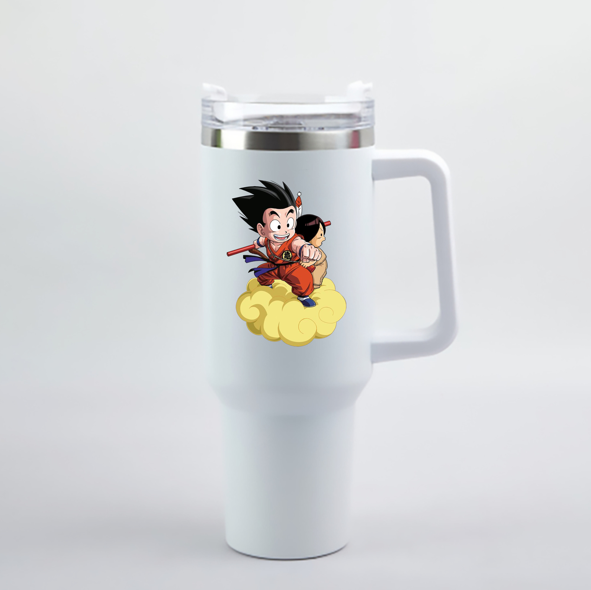 （画像用） ドラゴンボール 孫悟空（そん ごくう）Son Goku カカロット DRAGON BALL Kakarotto 1200mL車用タンブラー - クリスタルステッカー（プラスチックストロー付き）
