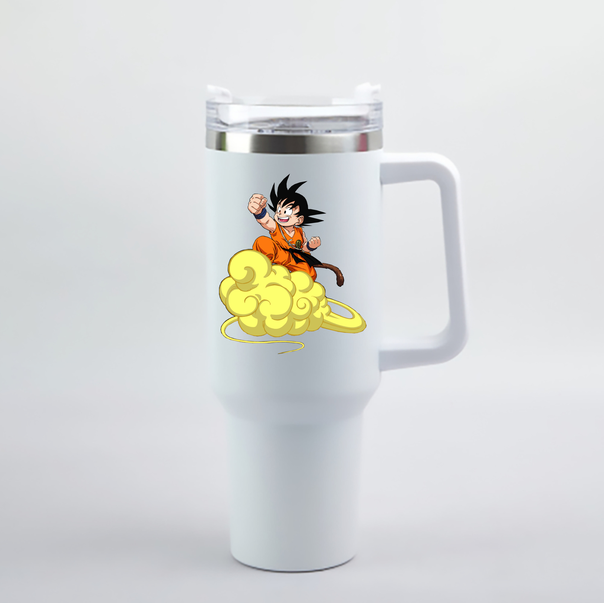 （画像用） ドラゴンボール 孫悟空（そん ごくう）Son Goku カカロット DRAGON BALL Kakarotto 1200mL車用タンブラー - クリスタルステッカー（プラスチックストロー付き）