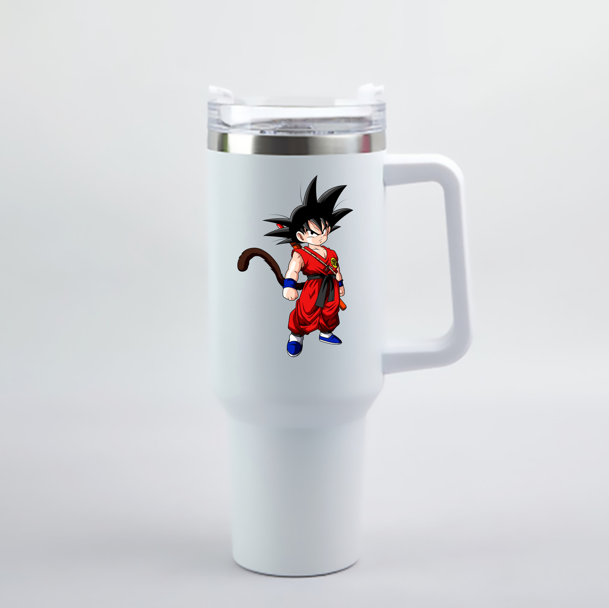 （画像用） ドラゴンボール 孫悟空（そん ごくう）Son Goku カカロット DRAGON BALL Kakarotto 1200mL車用タンブラー - クリスタルステッカー（プラスチックストロー付き）