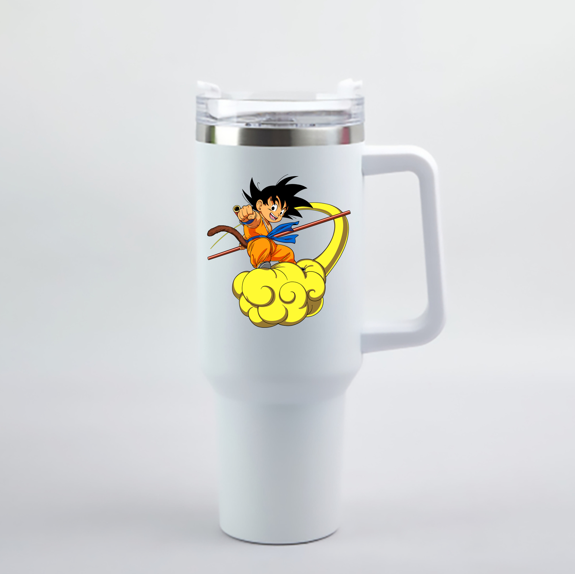（画像用） ドラゴンボール 孫悟空（そん ごくう）Son Goku カカロット DRAGON BALL Kakarotto 1200mL車用タンブラー - クリスタルステッカー（プラスチックストロー付き）