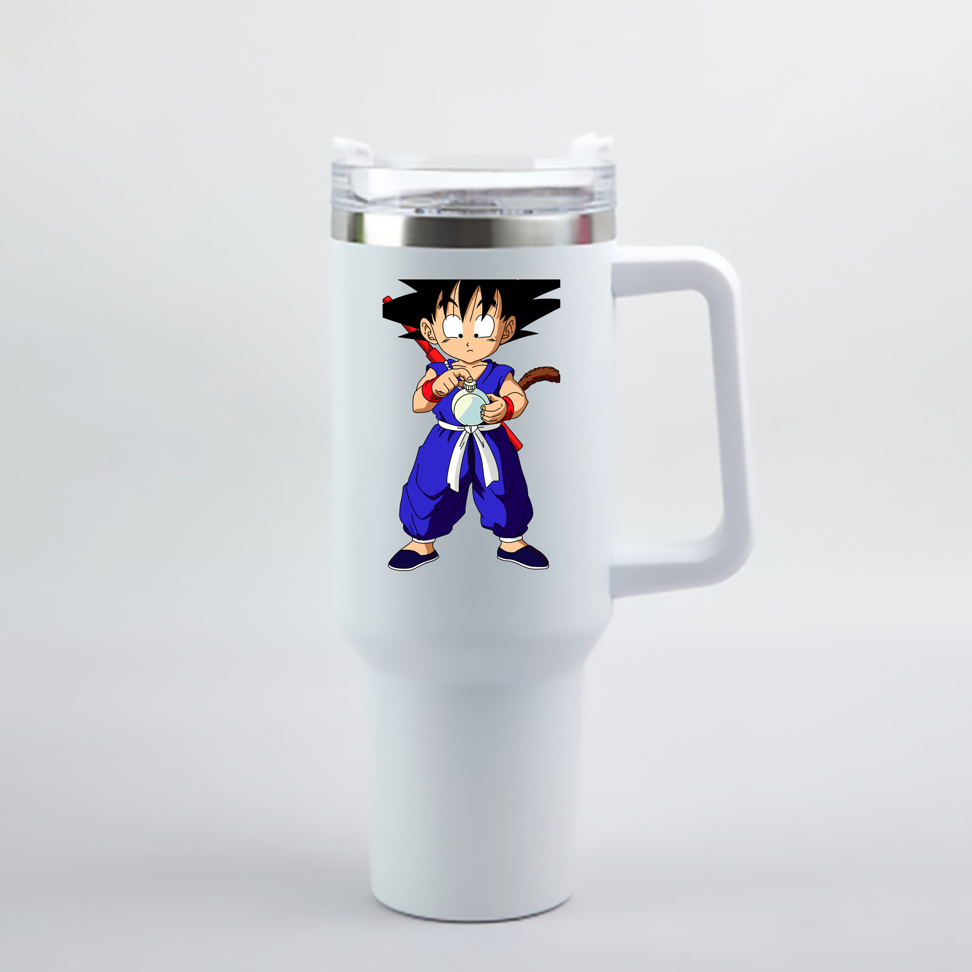 （画像用） ドラゴンボール 孫悟空（そん ごくう）Son Goku カカロット DRAGON BALL Kakarotto 1200mL車用タンブラー - クリスタルステッカー（プラスチックストロー付き）