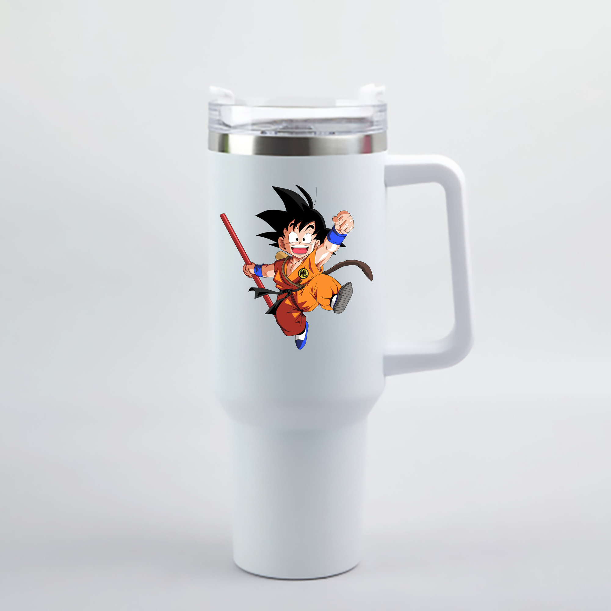 （画像用） ドラゴンボール 孫悟空（そん ごくう）Son Goku カカロット DRAGON BALL Kakarotto 1200mL車用タンブラー - クリスタルステッカー（プラスチックストロー付き）