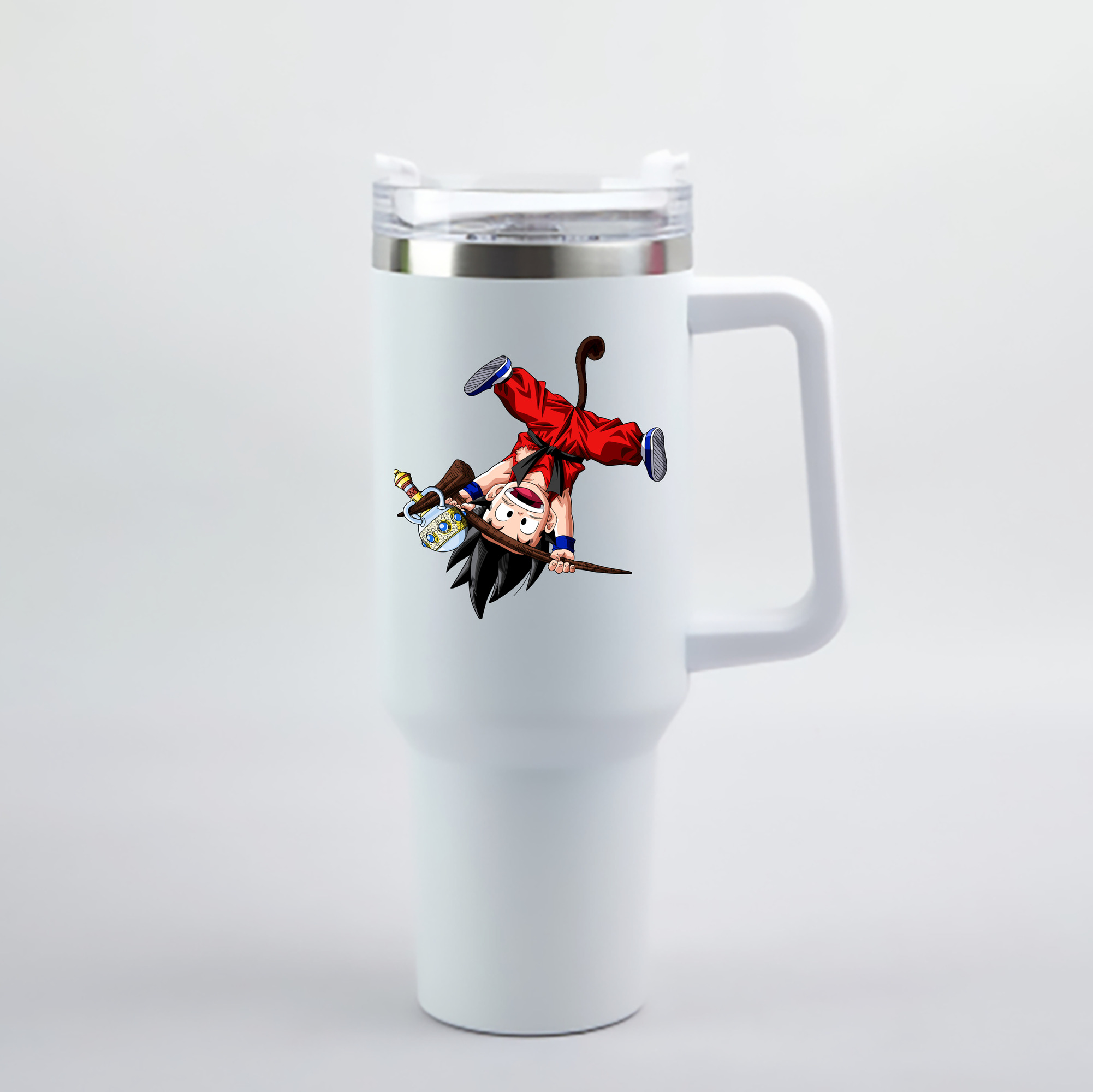 （画像用） ドラゴンボール 孫悟空（そん ごくう）Son Goku カカロット DRAGON BALL Kakarotto 1200mL車用タンブラー - クリスタルステッカー（プラスチックストロー付き）