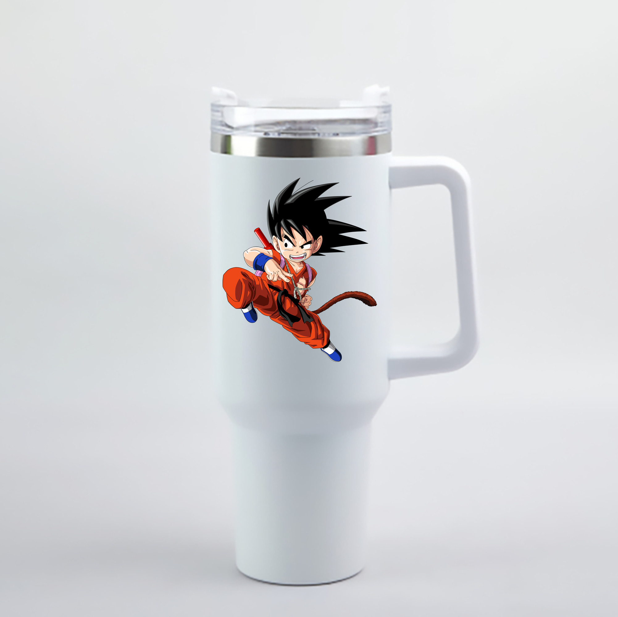 （画像用） ドラゴンボール 孫悟空（そん ごくう）Son Goku カカロット DRAGON BALL Kakarotto 1200mL車用タンブラー - クリスタルステッカー（プラスチックストロー付き）
