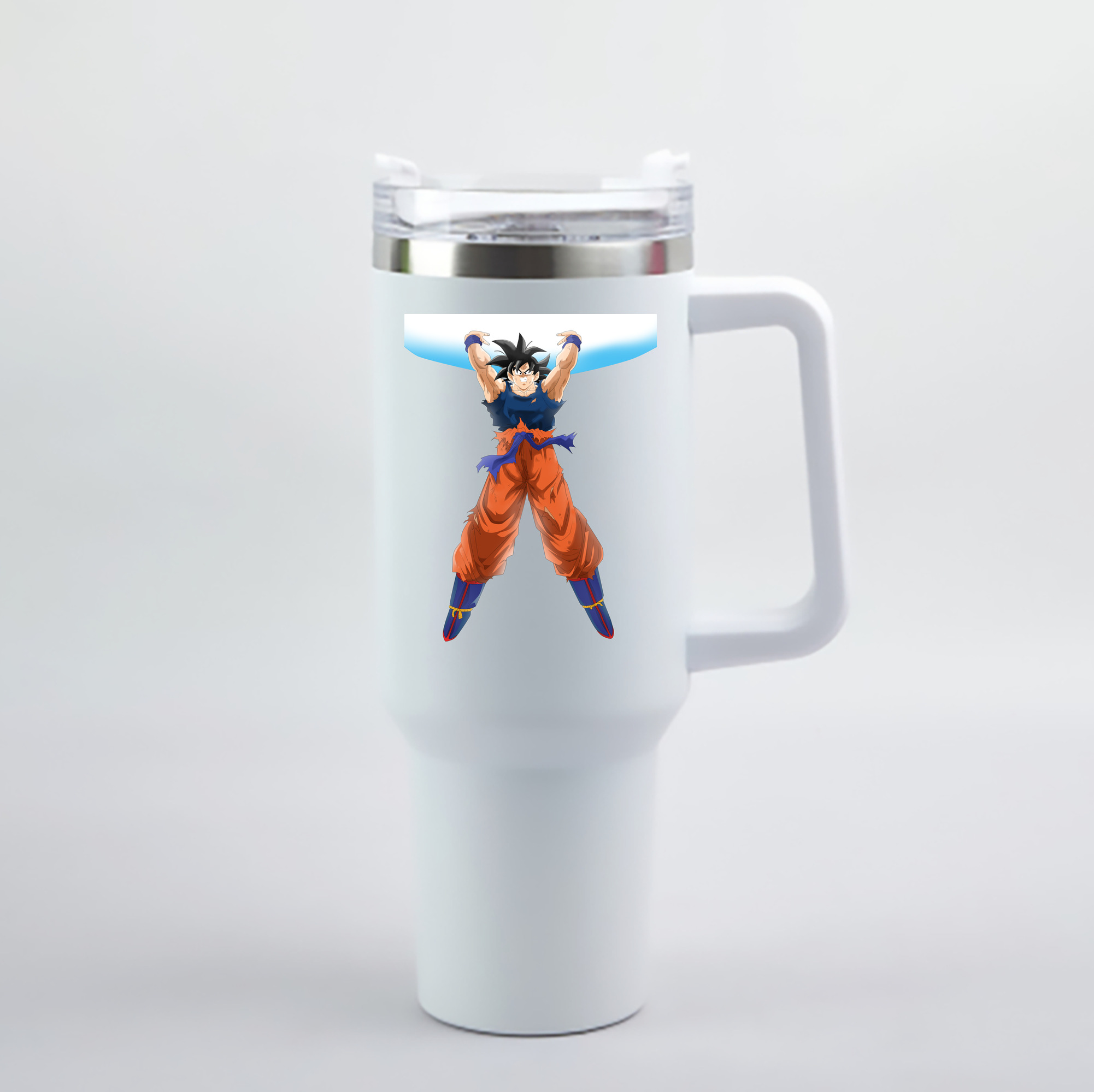 （画像用） ドラゴンボール 孫悟空（そん ごくう）Son Goku カカロット DRAGON BALL Kakarotto 1200mL車用タンブラー - クリスタルステッカー（プラスチックストロー付き）