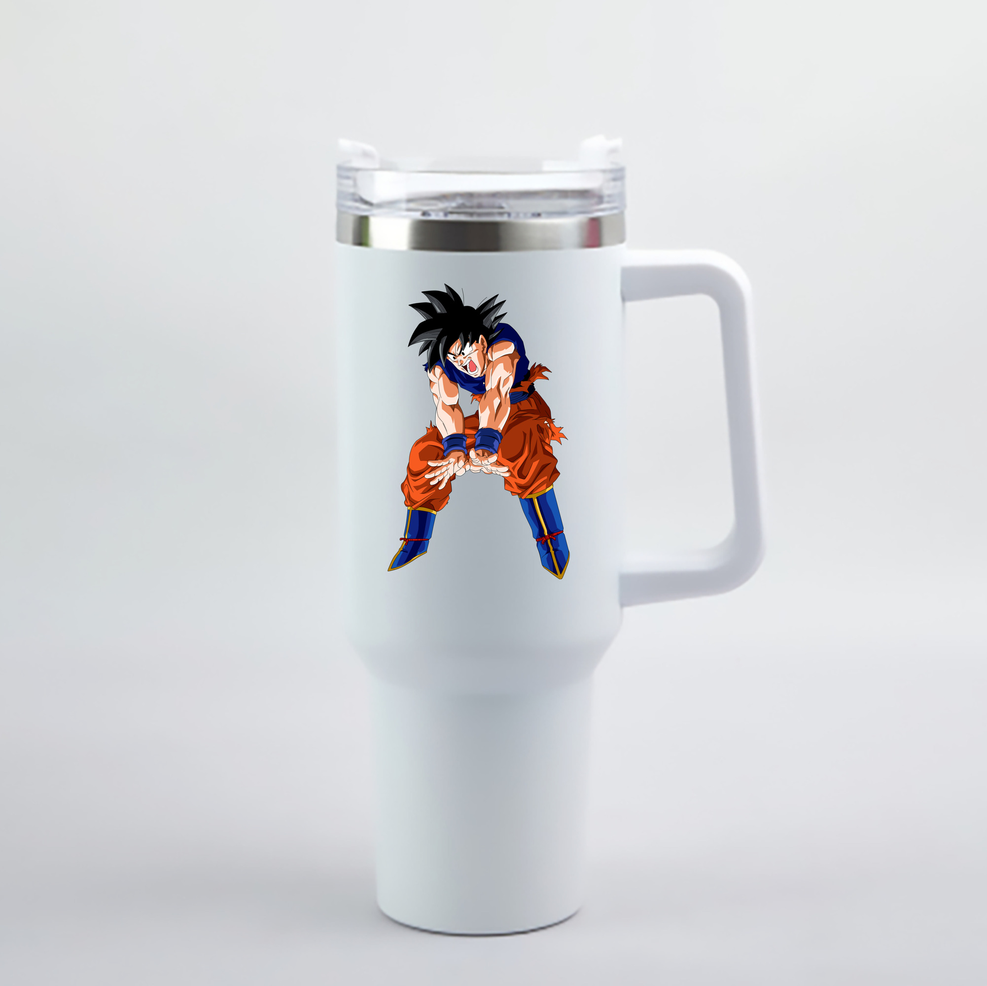 （画像用） ドラゴンボール 孫悟空（そん ごくう）Son Goku カカロット DRAGON BALL Kakarotto 1200mL車用タンブラー - クリスタルステッカー（プラスチックストロー付き）