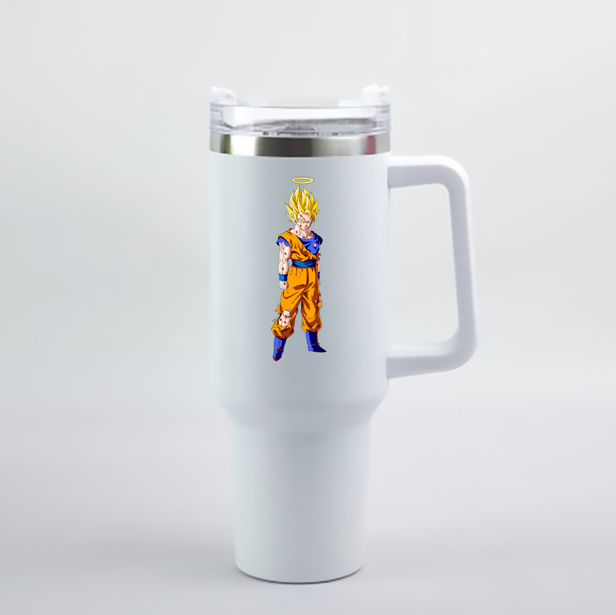 （画像用） ドラゴンボール 孫悟空（そん ごくう）Son Goku カカロット DRAGON BALL Kakarotto 1200mL車用タンブラー - クリスタルステッカー（プラスチックストロー付き）