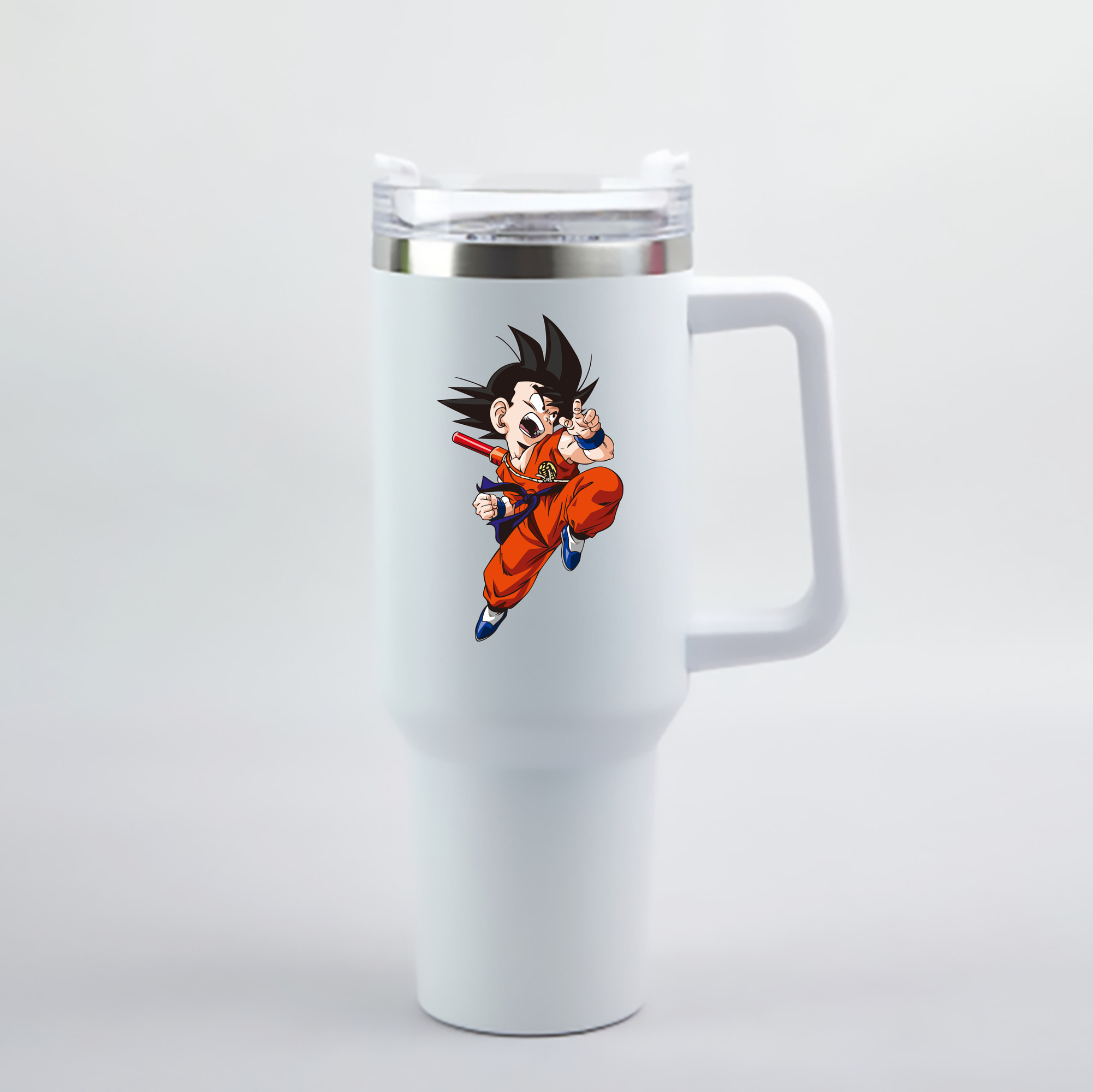 （画像用） ドラゴンボール 孫悟空（そん ごくう）Son Goku カカロット DRAGON BALL Kakarotto 1200mL車用タンブラー - クリスタルステッカー（プラスチックストロー付き）