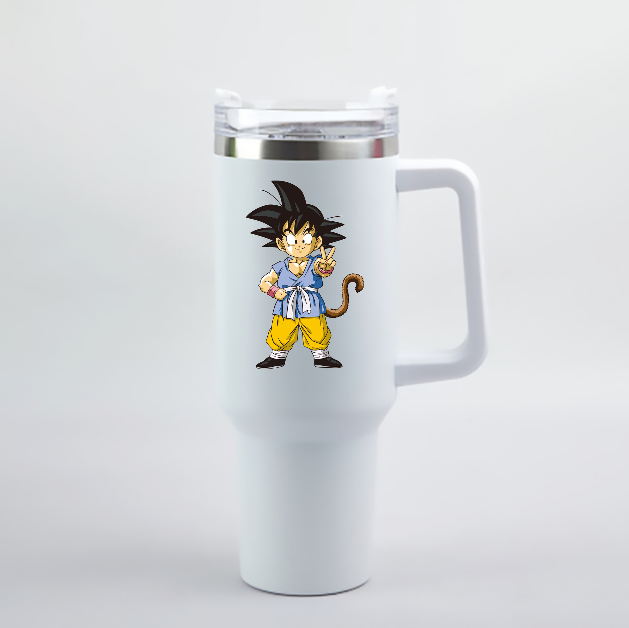 （画像用） ドラゴンボール 孫悟空（そん ごくう）Son Goku カカロット DRAGON BALL Kakarotto 1200mL車用タンブラー - クリスタルステッカー（プラスチックストロー付き）