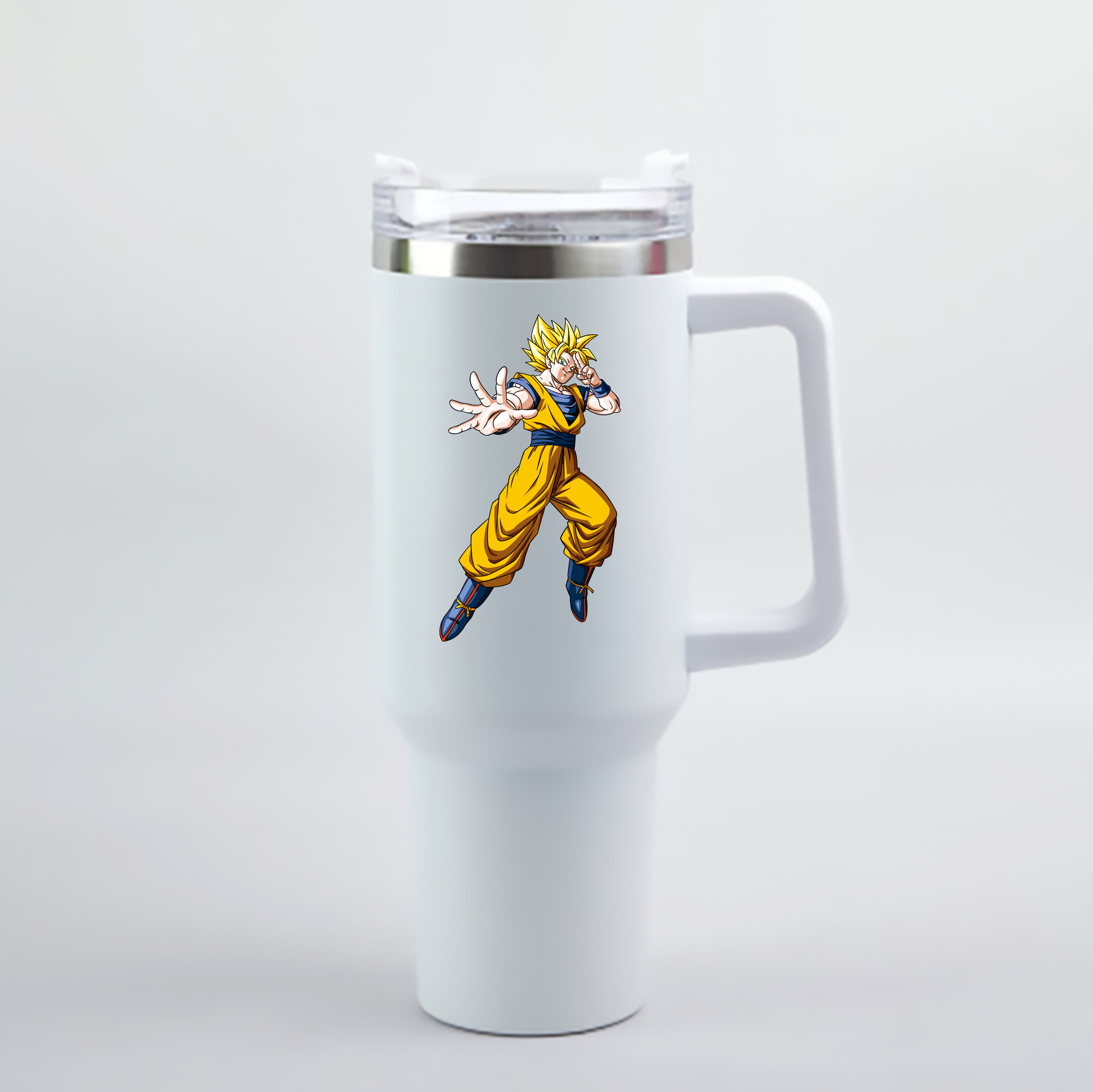 （画像用） ドラゴンボール 孫悟空（そん ごくう）Son Goku カカロット DRAGON BALL Kakarotto 1200mL車用タンブラー - クリスタルステッカー（プラスチックストロー付き）