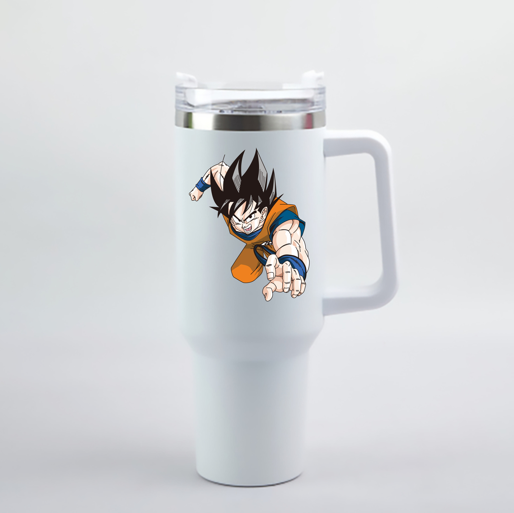 （画像用） ドラゴンボール 孫悟空（そん ごくう）Son Goku カカロット DRAGON BALL Kakarotto 1200mL車用タンブラー - クリスタルステッカー（プラスチックストロー付き）