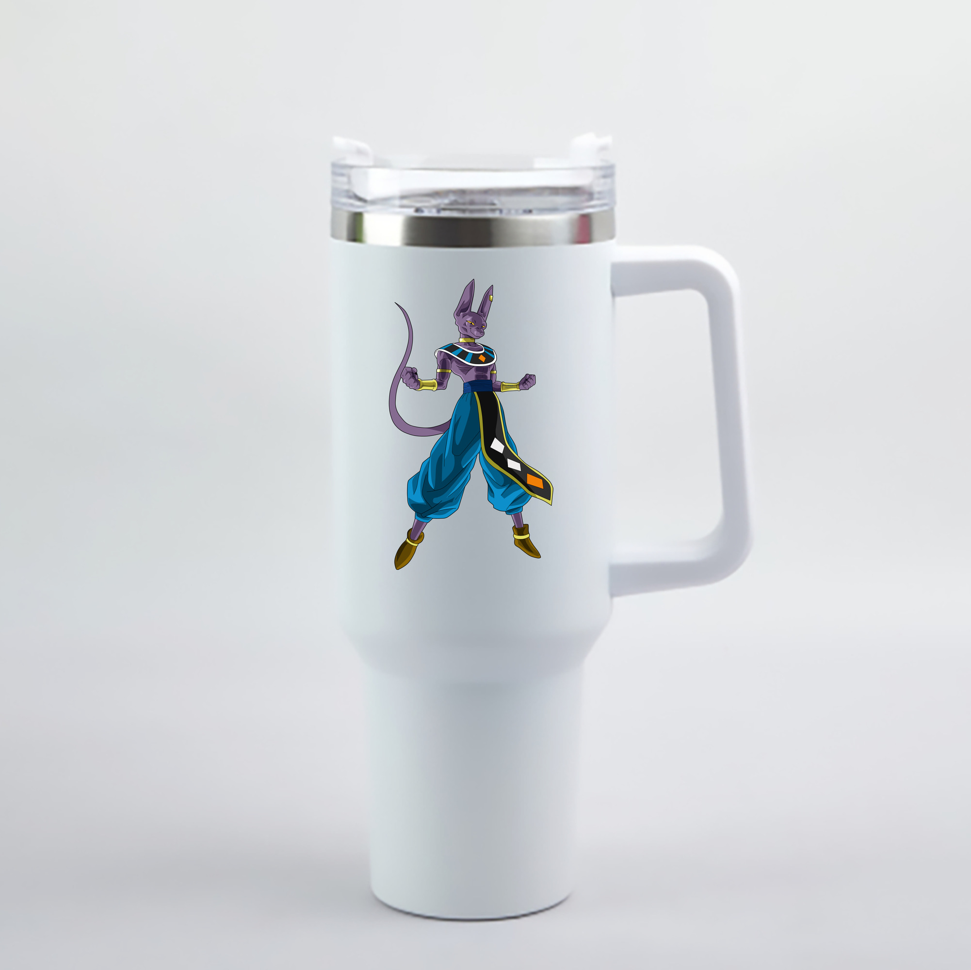 （画像用） ドラゴンボール ビルス 破壊神ビルス DRAGON BALL Beerus Birusu 1200mL車用タンブラー - クリスタルステッカー（プラスチックストロー付き）