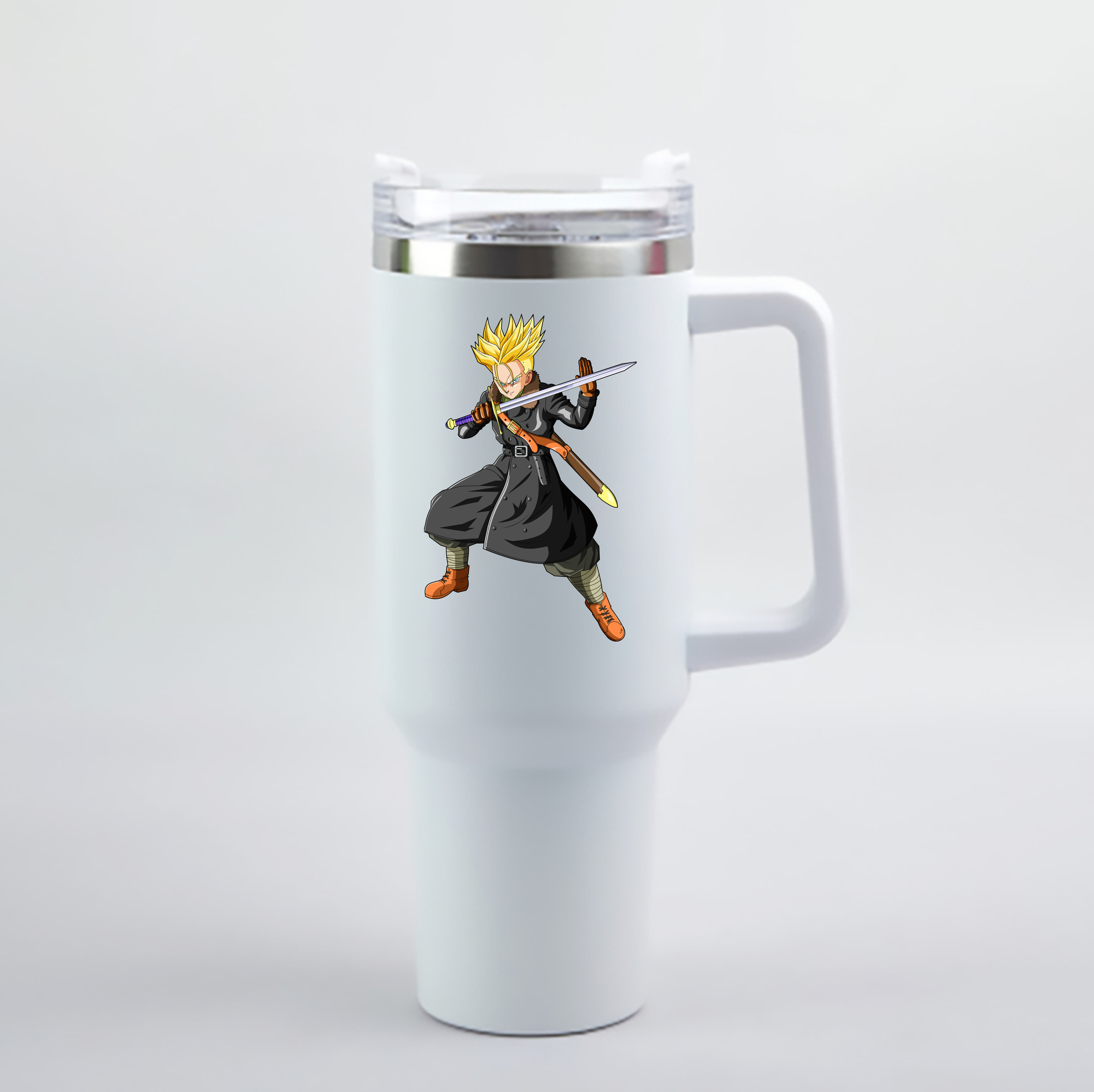 （画像用） ドラゴンボール トランクス（Torankusu）DRAGON BALL Trunks 1200mL車用タンブラー - クリスタルステッカー（プラスチックストロー付き）