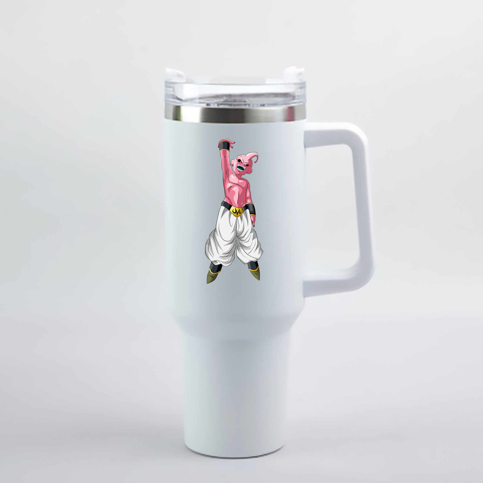（画像用） ドラゴンボール 魔人ブウ DRAGON BALL Majin Buu 1200mL車用タンブラー - クリスタルステッカー（プラスチックストロー付き）