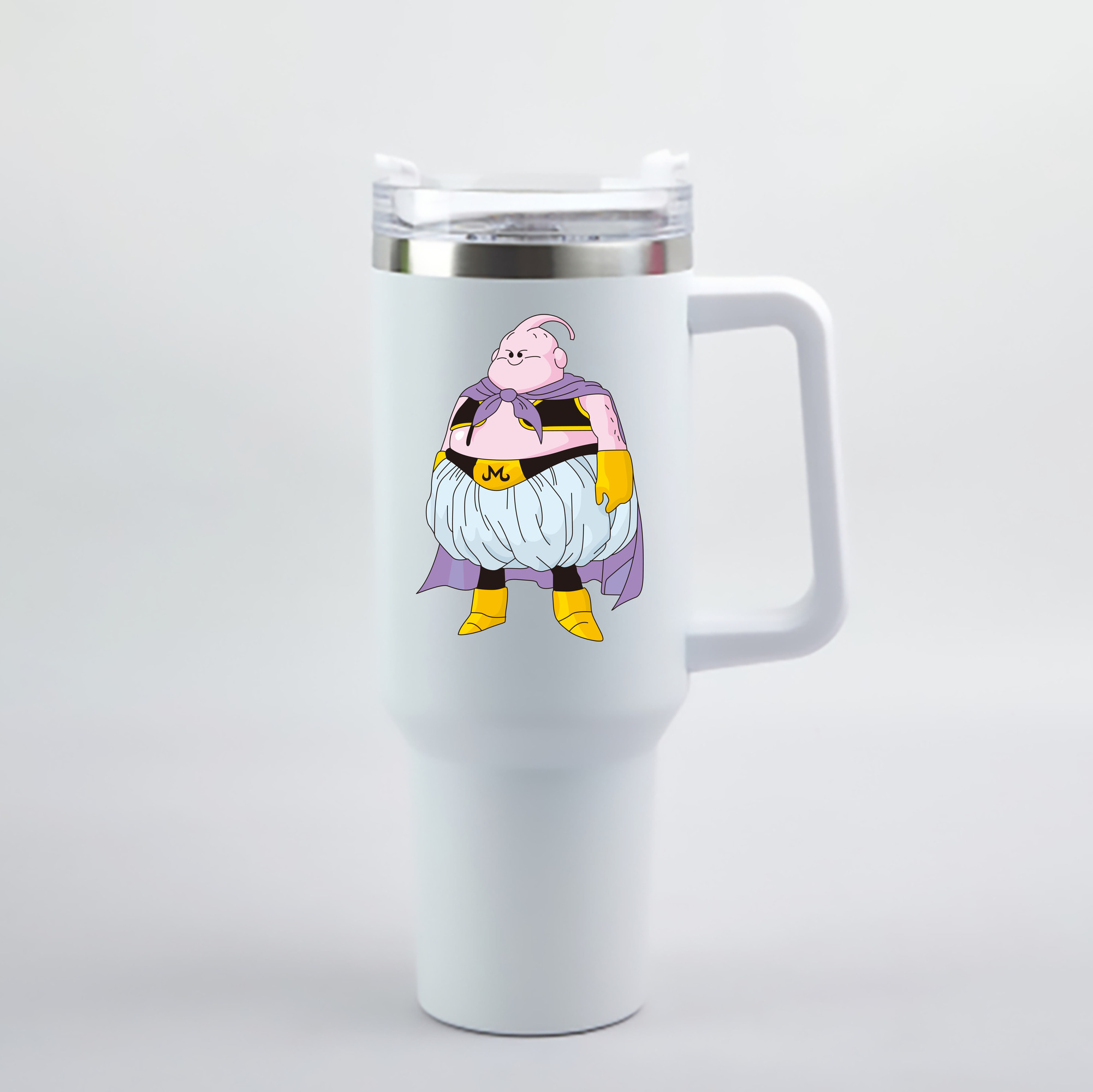 （画像用） ドラゴンボール 魔人ブウ DRAGON BALL Majin Buu 1200mL車用タンブラー - クリスタルステッカー（プラスチックストロー付き）