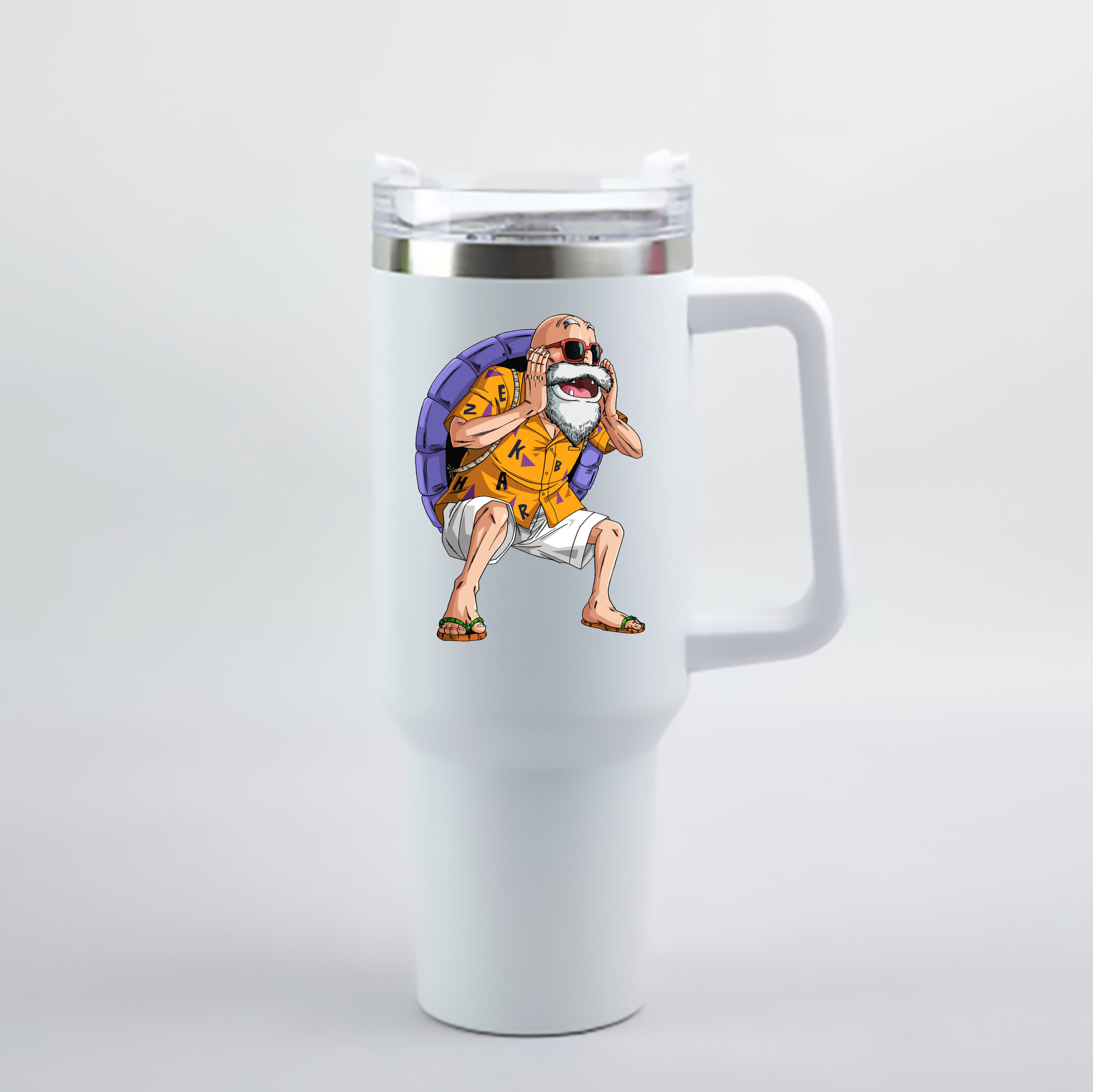 （画像用） ドラゴンボール 亀仙人（かめせんにん） DRAGON BALL Master Roshi Kame Sennin 1200mL車用タンブラー - クリスタルステッカー（プラスチックストロー付き）