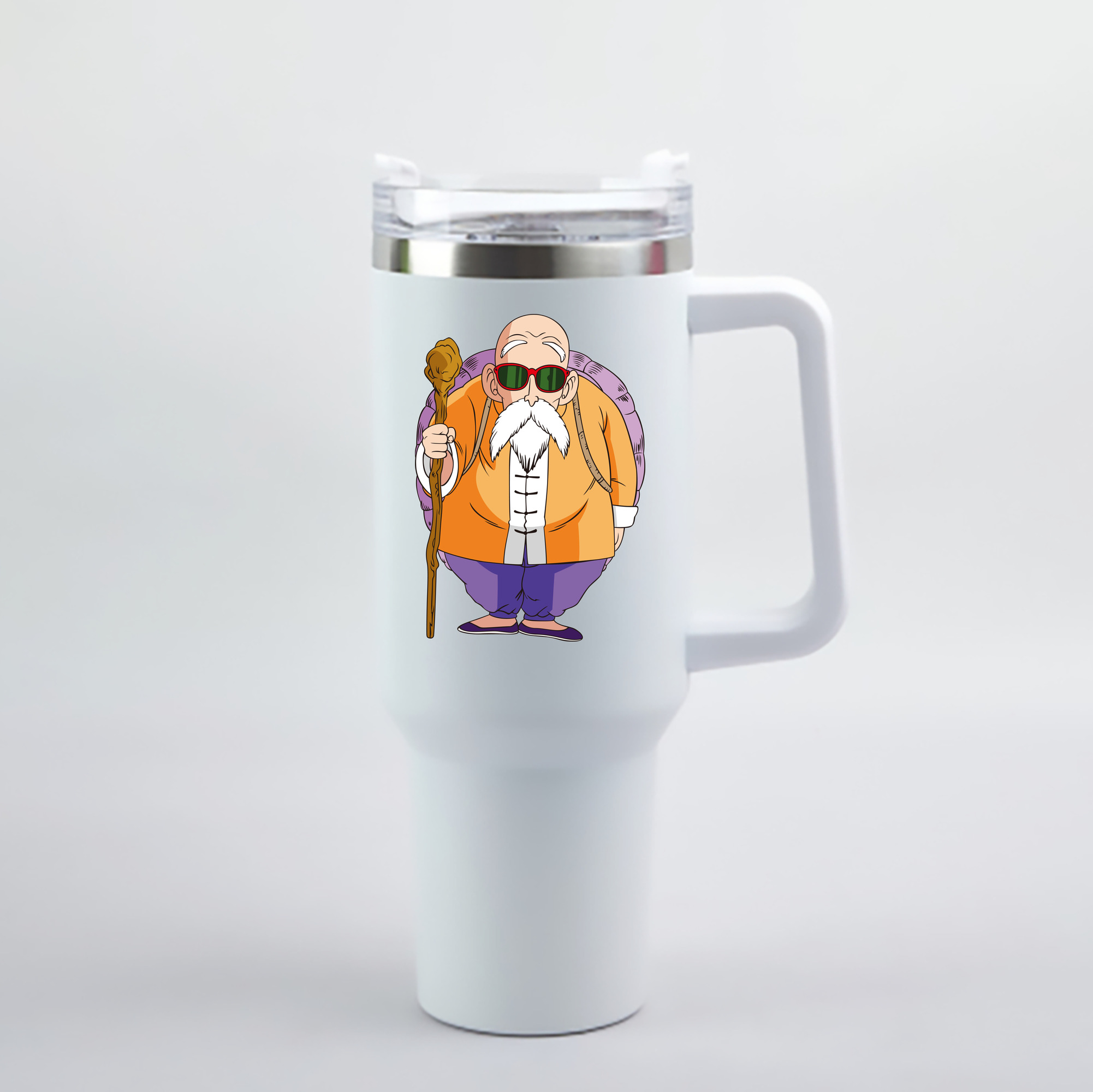 （画像用） ドラゴンボール 亀仙人（かめせんにん） DRAGON BALL Master Roshi Kame Sennin 1200mL車用タンブラー - クリスタルステッカー（プラスチックストロー付き）