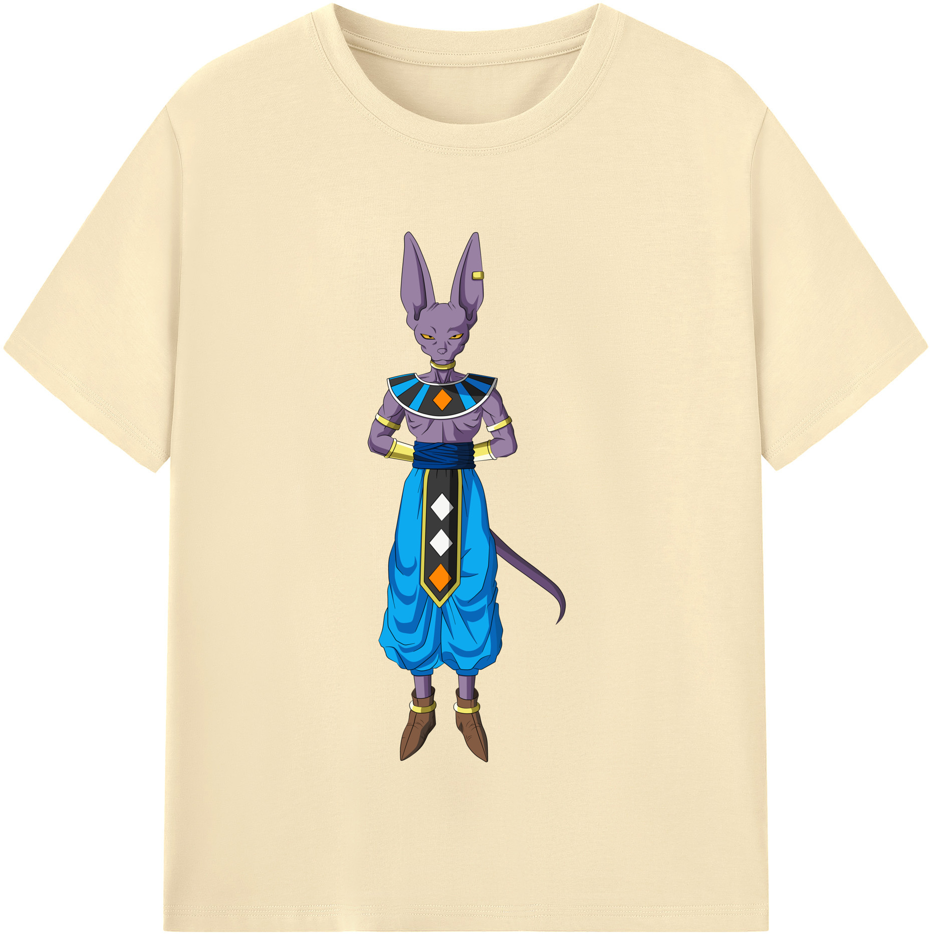 （画像用） ドラゴンボール ビルス 破壊神ビルス DRAGON BALL Beerus Birusu 綿100％半袖Tシャツ（フロントプリント）